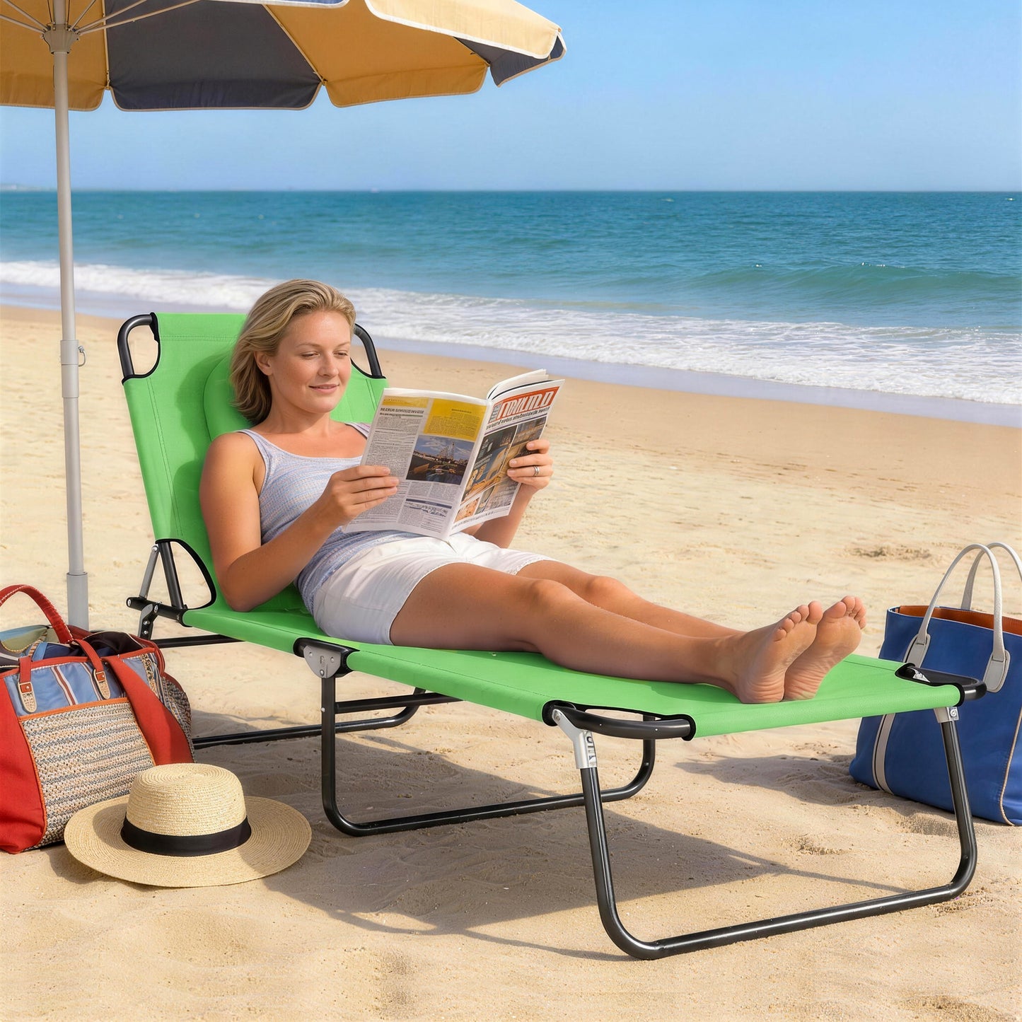 Folding Sun Lounger with Face Hole