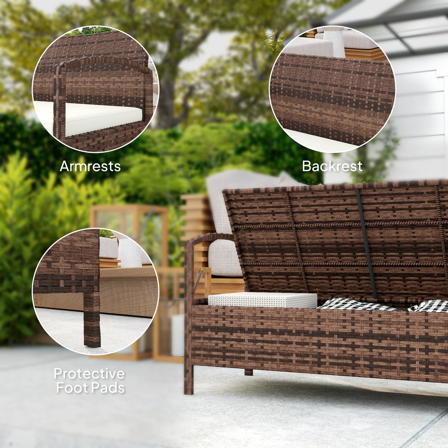 125L Storage Garden Bench, with Cushion