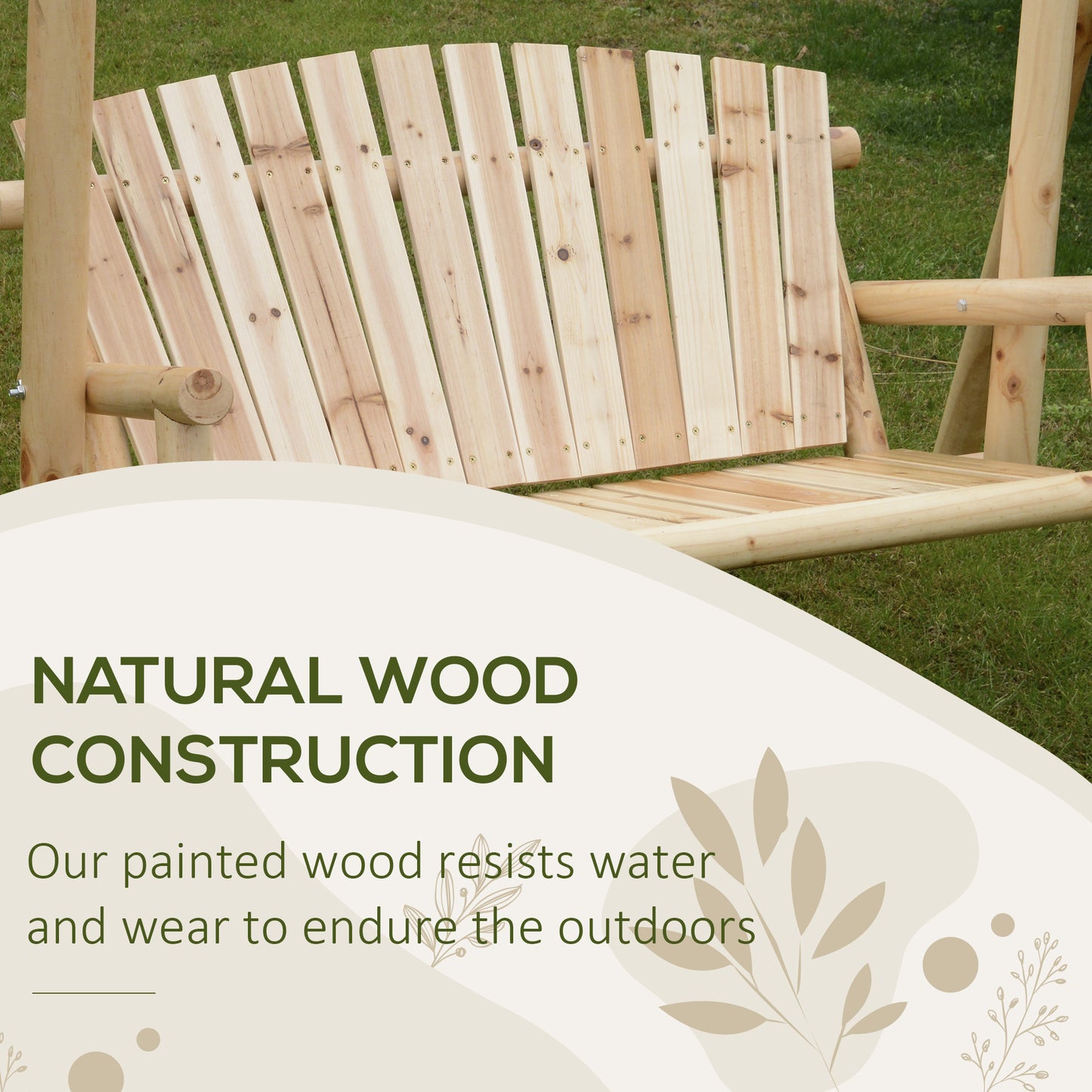 Outdoor 2 Seater Swing Chair Larch Wood Garden Swing Seat Porch