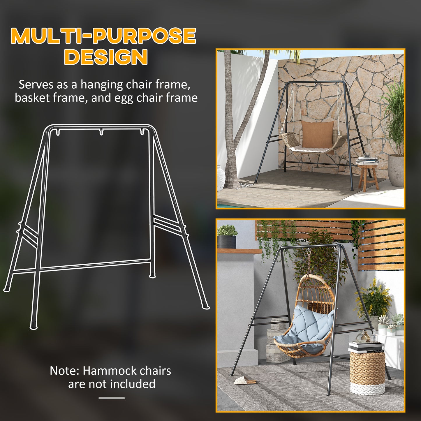 Hammock Chair Stand, Hanging Heavy Duty Metal Frame Hammock Stand