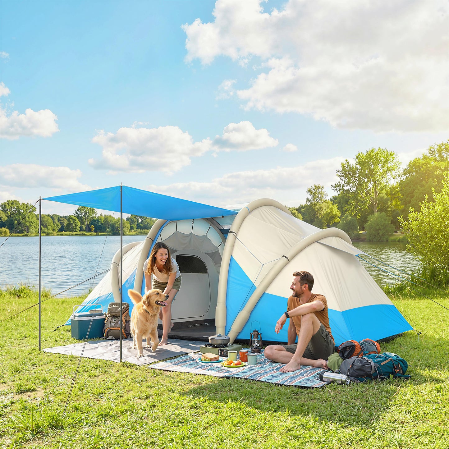 Inflatable Tent 2 Bedroom 3000mm Waterproof Windproof Air Tent