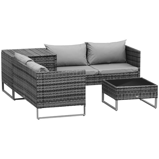 4pc Garden Rattan Wicker Outdoor Furniture Patio Corner Sofa Love