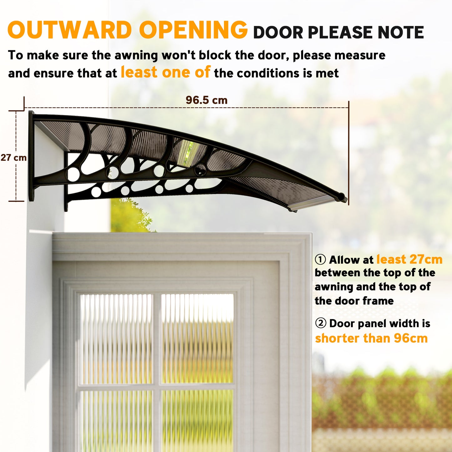 Front Door Canopy, Outdoor Awning, Rain Shelter for Window
