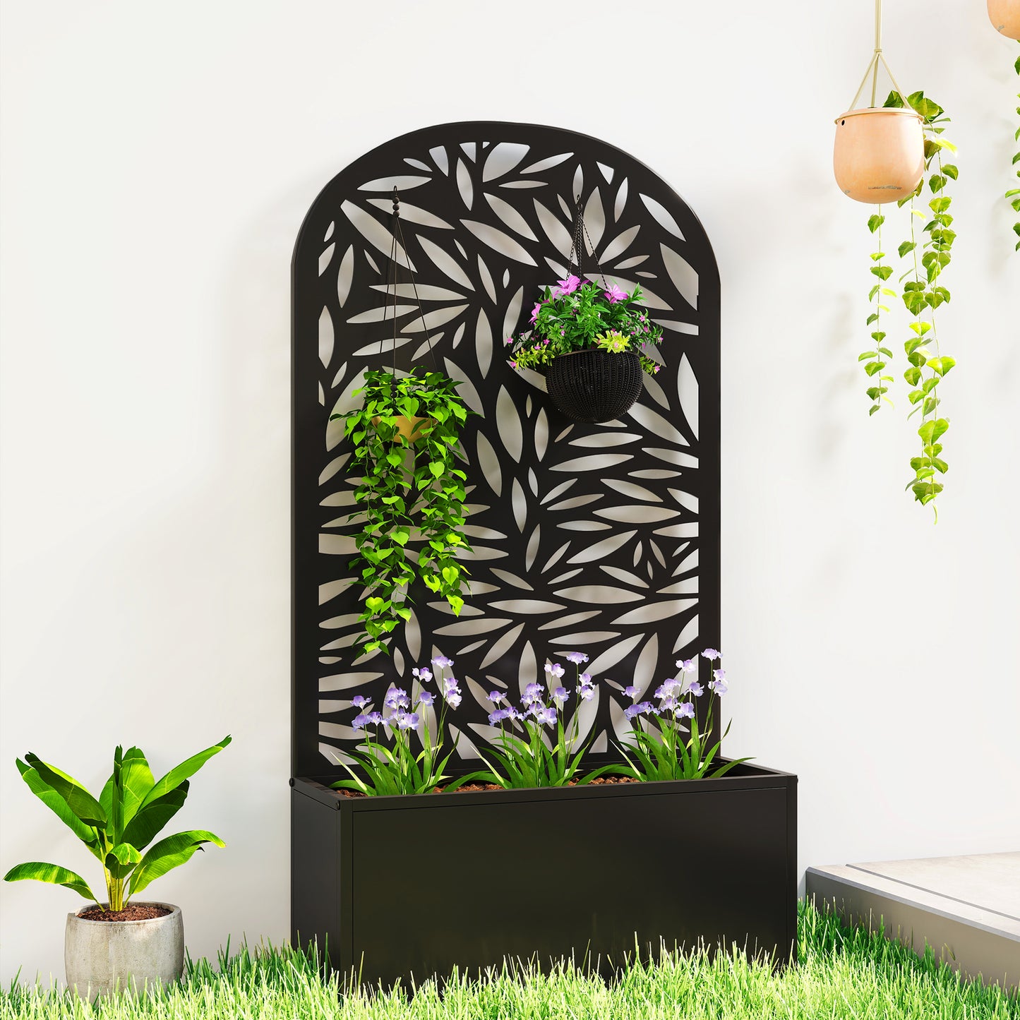 Metal Garden Bed for Garden with Trellis (2)