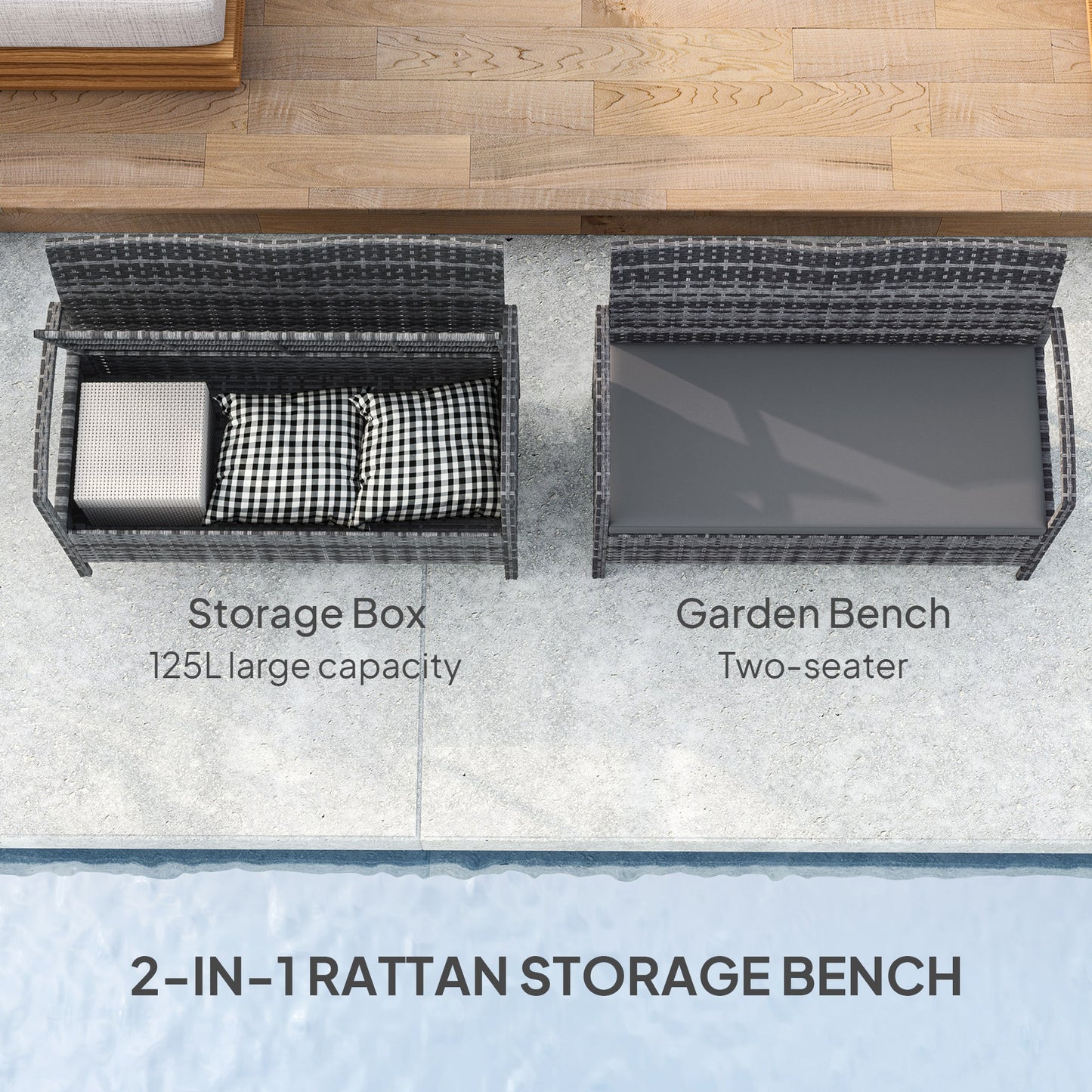 125L Storage Garden Bench, with Cushion