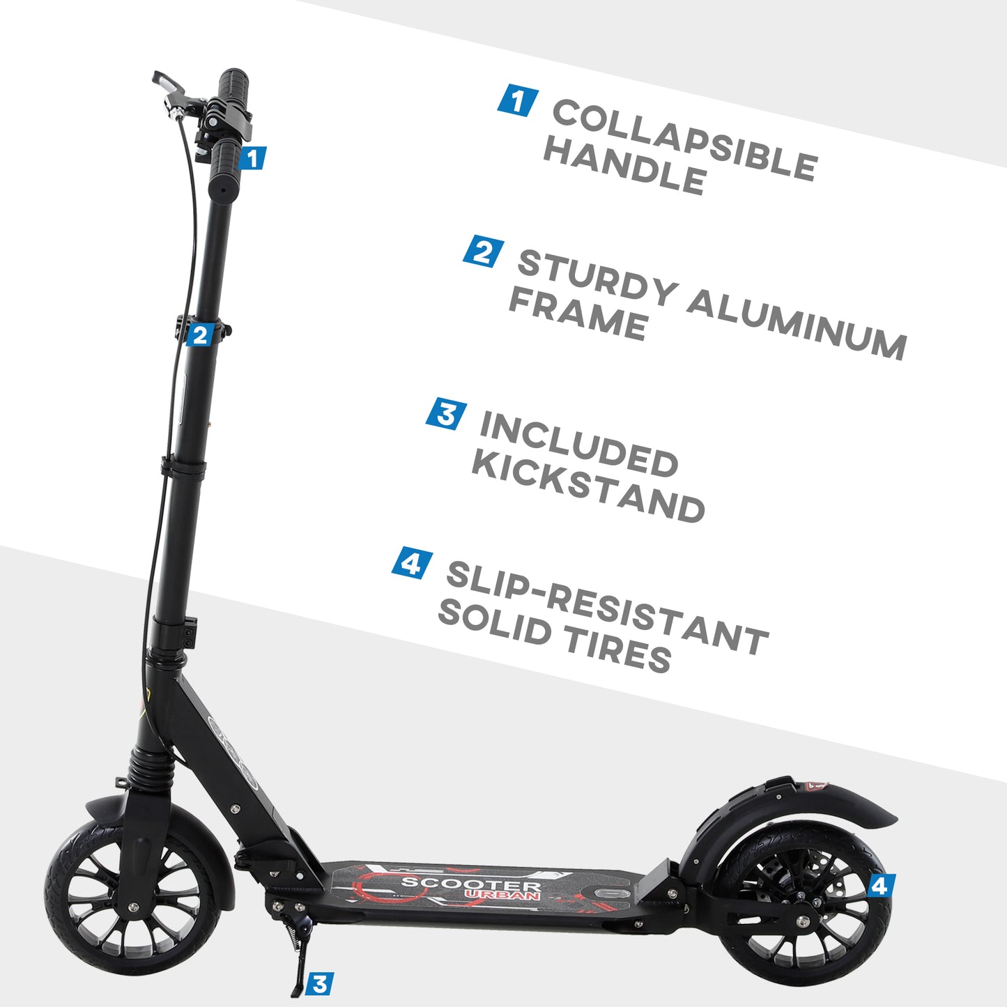 Adult Teens Kick Scooter Foldable Height Adjustable Aluminium Ride