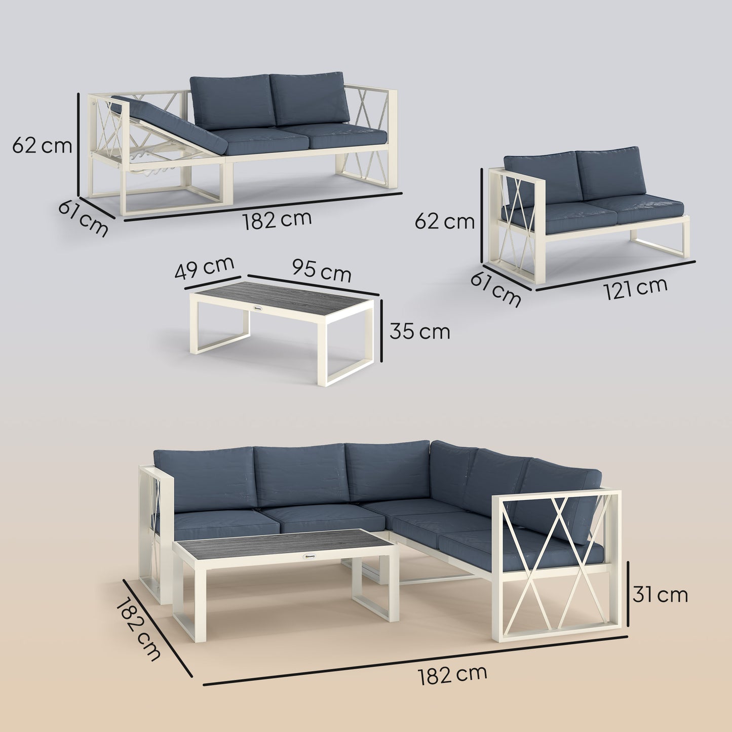 Four-Piece L Shaped Garden Furniture Set