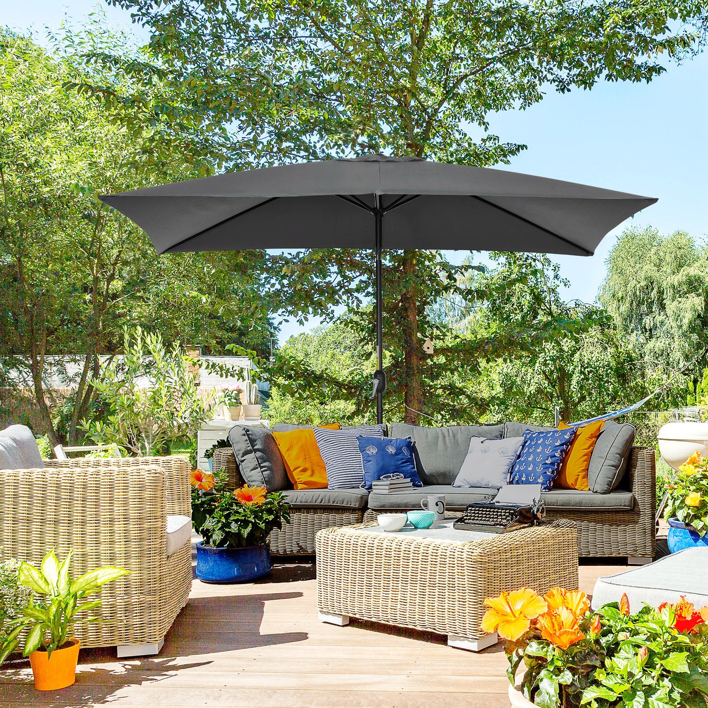 3x2m Garden Parasol Umbrella with Aluminium Pole, Tilt and Crank