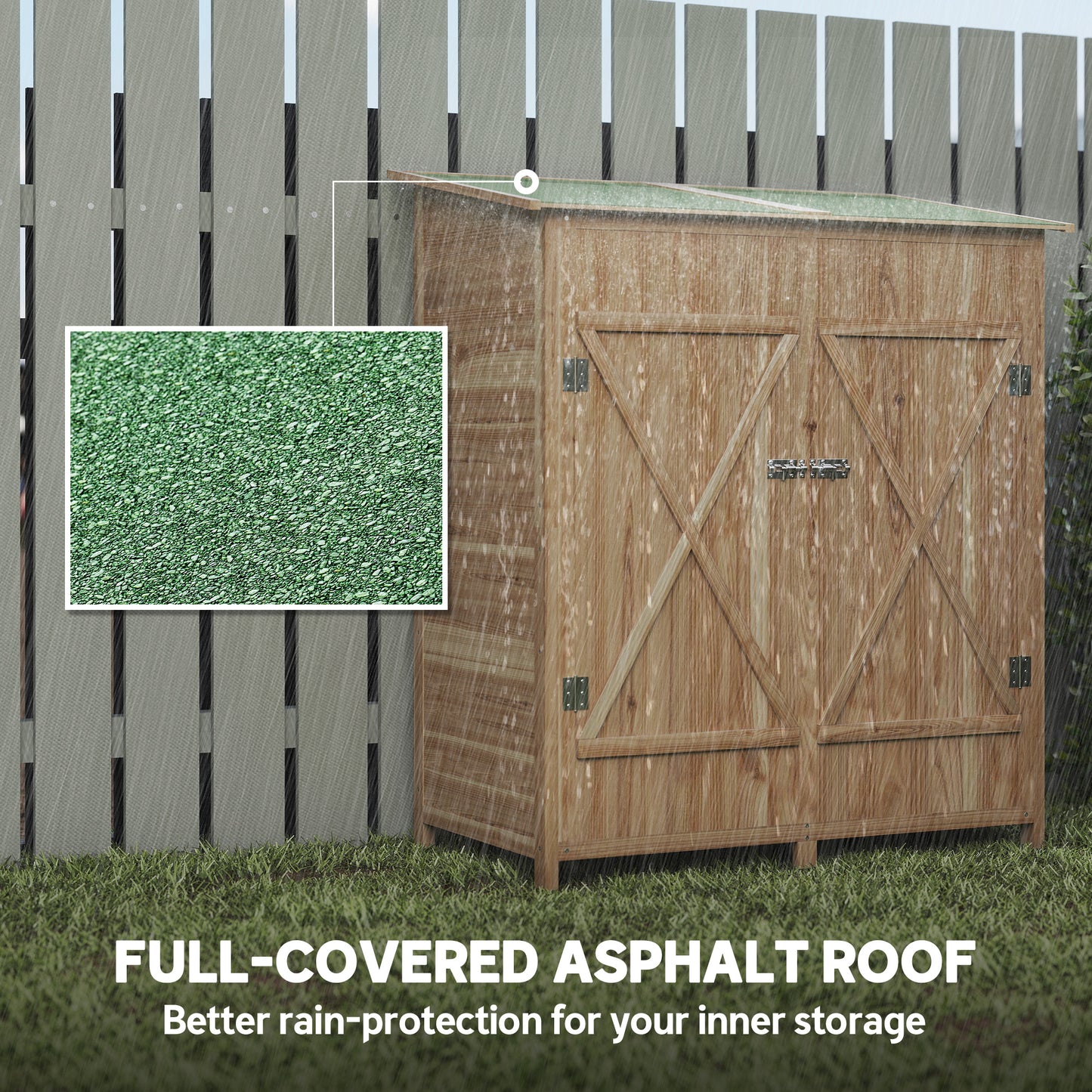 140 x 75 Fir Wood Garden Shed, with Asphalt Roof