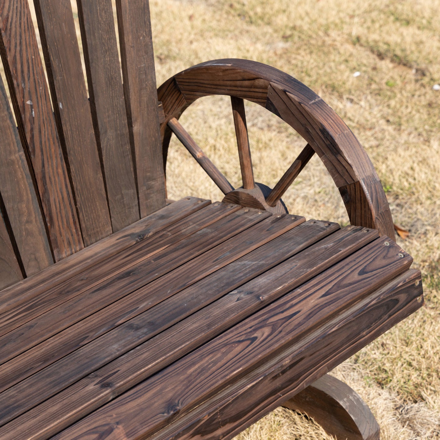 Fir Logs Love Seats with Wheel-Shaped Armrests