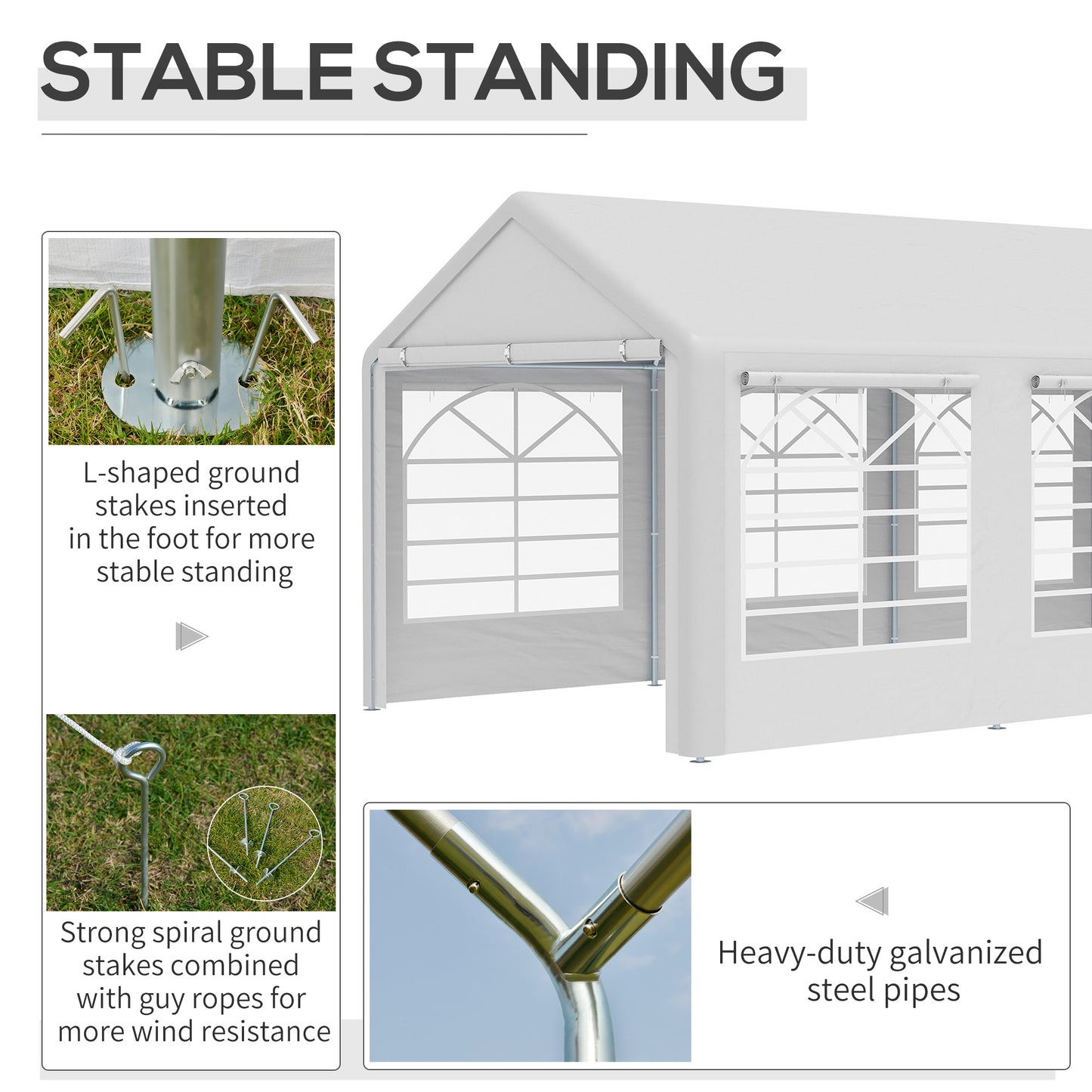 6m x 3m Garden Gazebo Marquee Wedding Shelter Level 4 Wind Protection