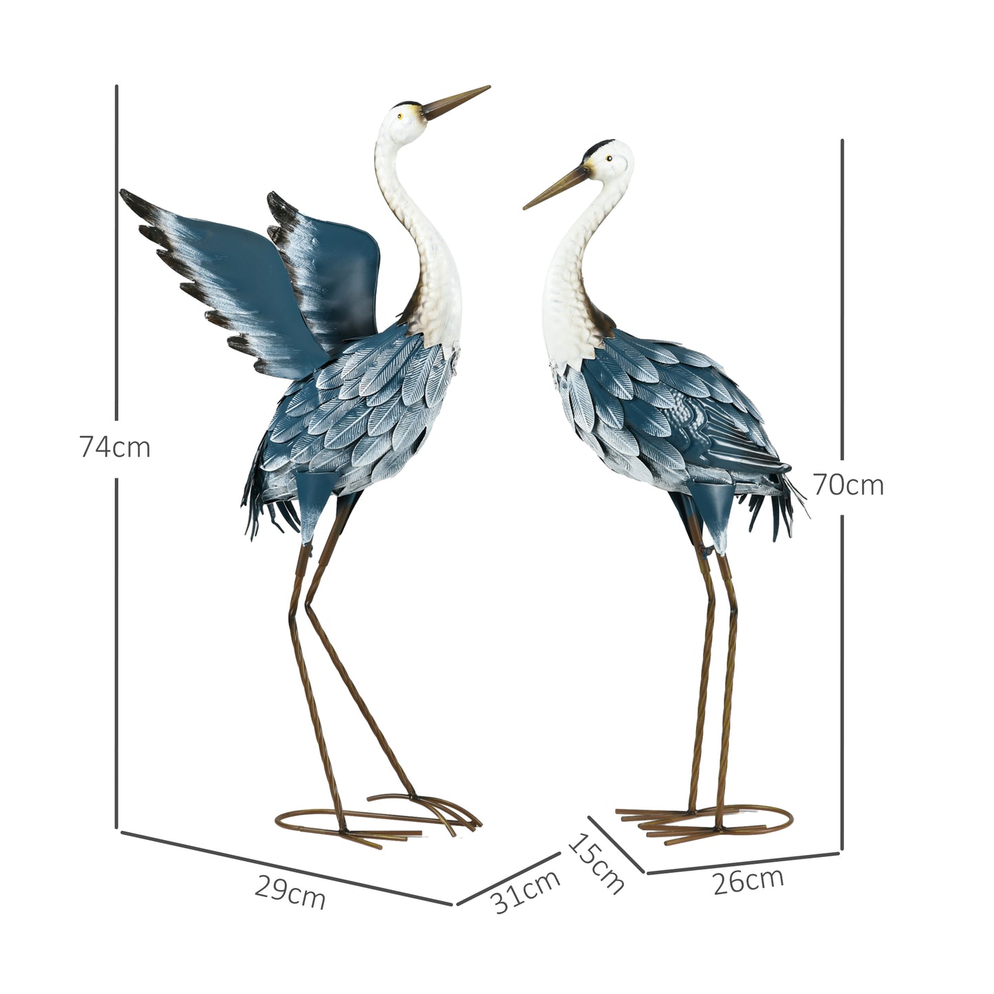 Heron Garden Statues, Standing Garden Ornament