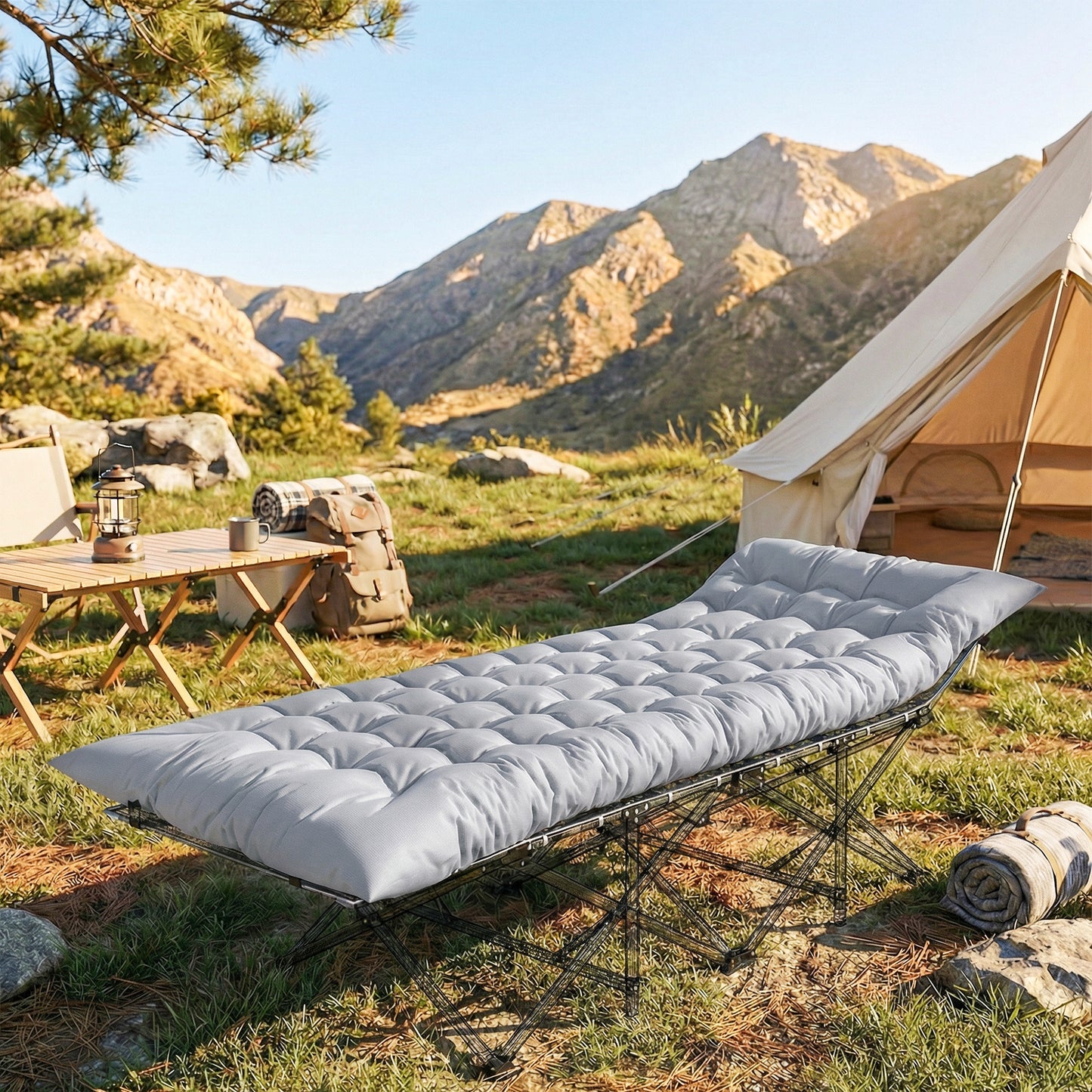 Sleeping Mat, Foldable Camping Mattress Pad with Elastic Straps