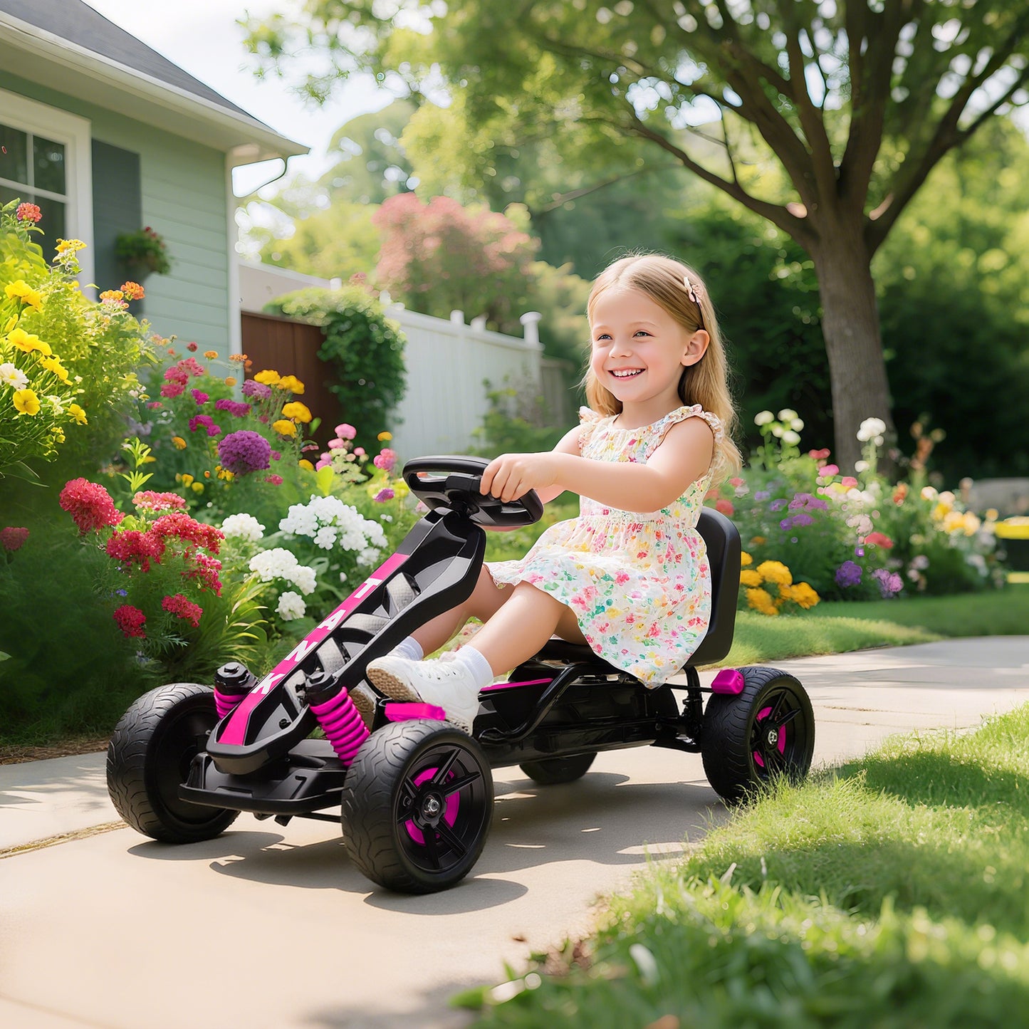 Pedal Go Kart for Kids Aged 3-6 Years, with Freewheel System, Brake