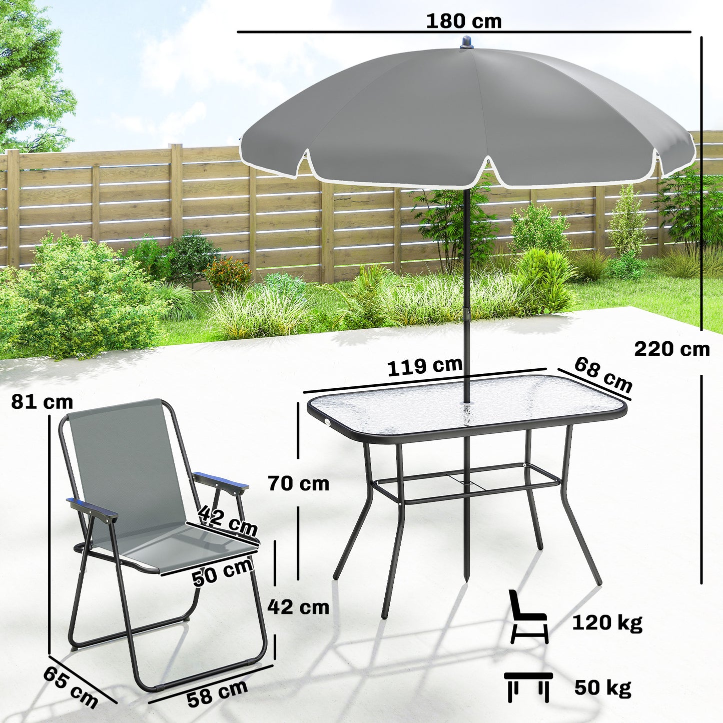 8 Piece Garden Dining Set with Umbrella