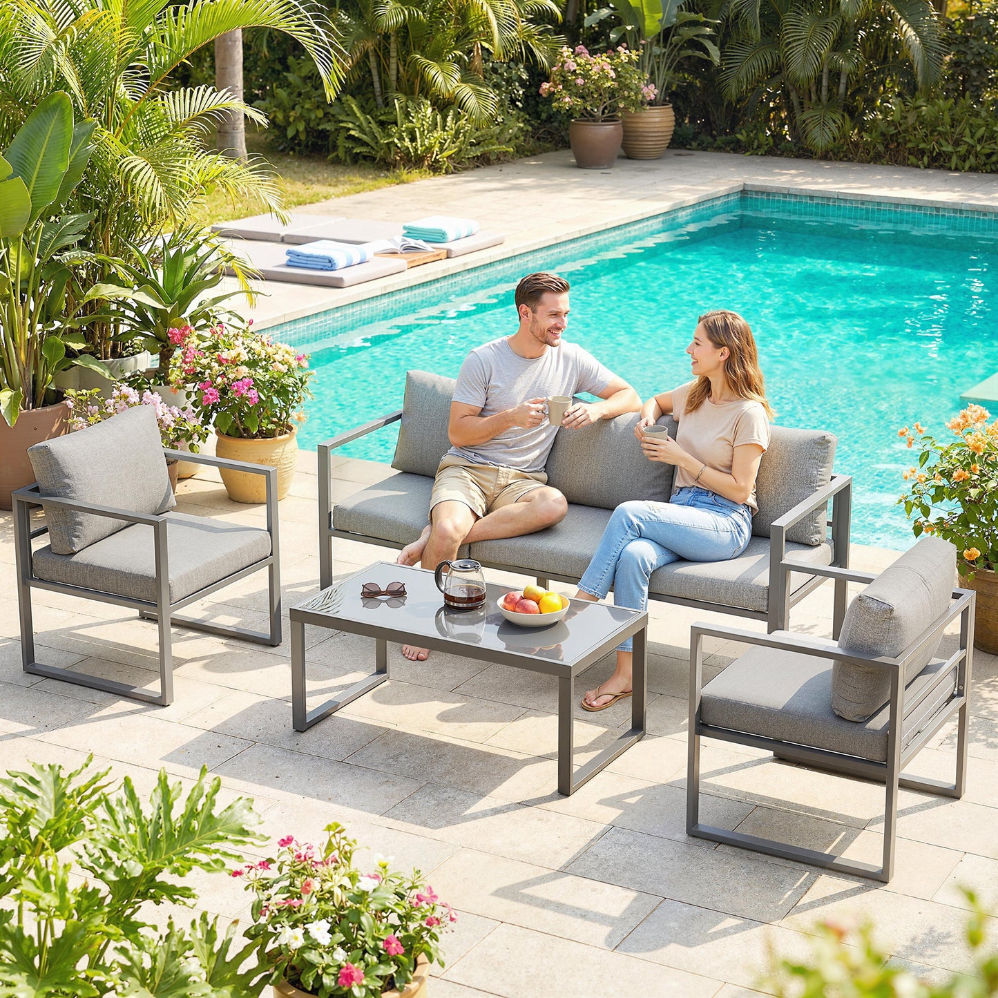 4 Piece Outdoor Garden Furniture Set