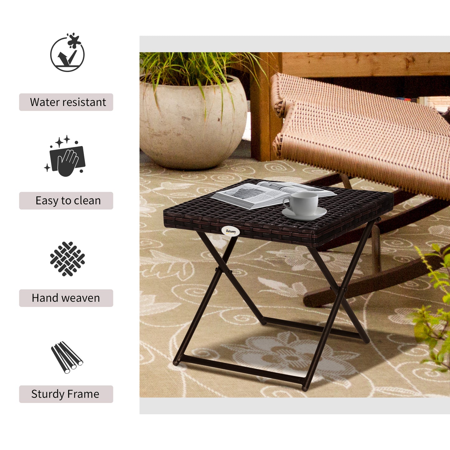 Folding Rattan Garden Coffee Table