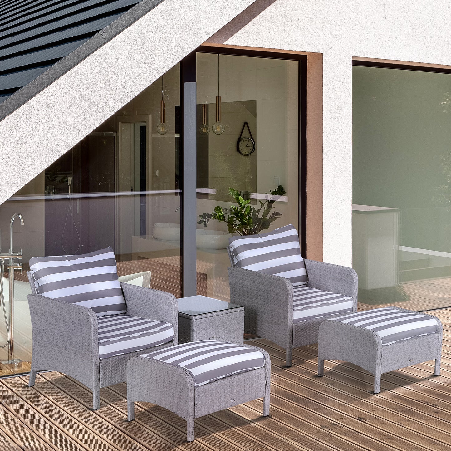 5 Pieces PE Rattan Garden Furniture Set