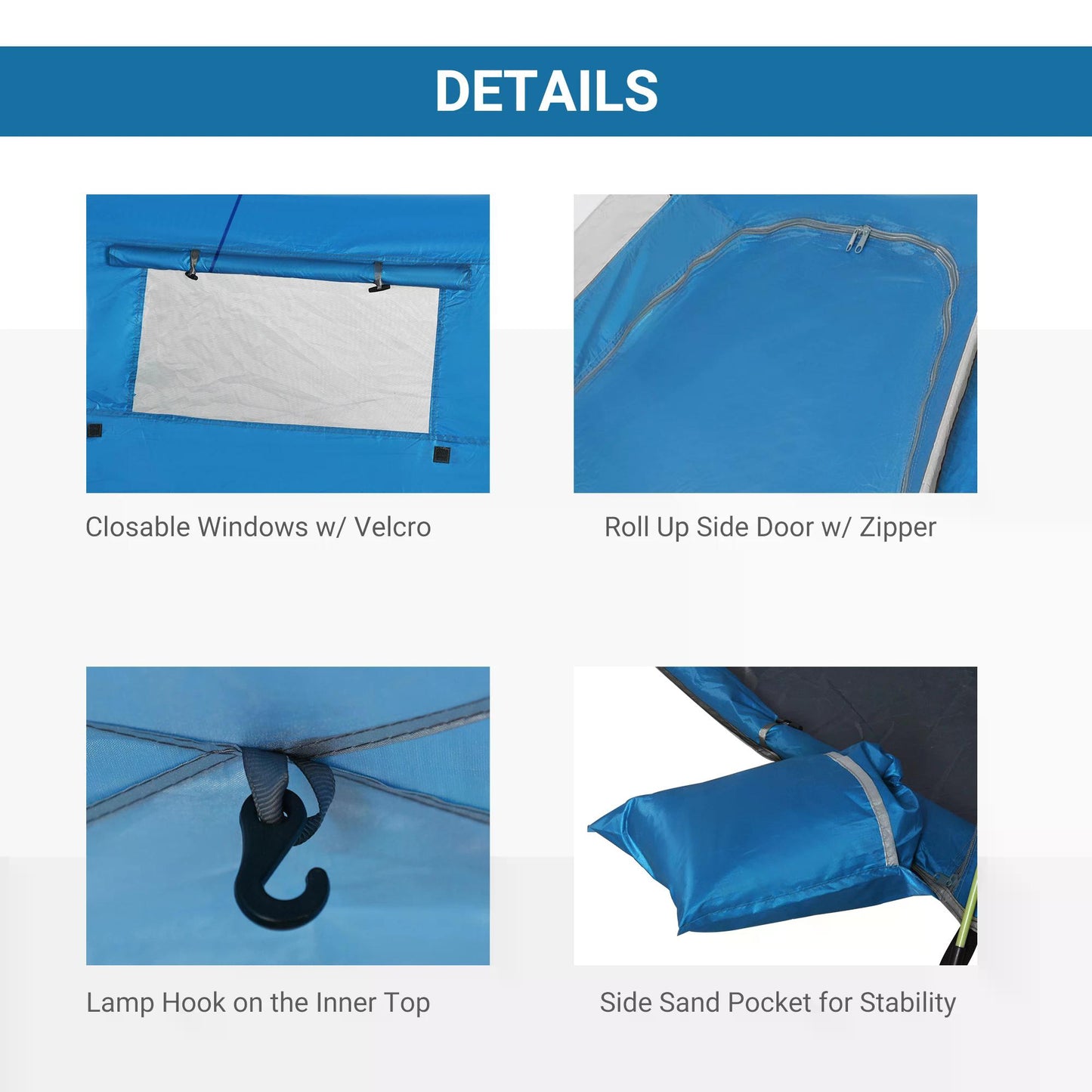 Beach Tent for 1-2 Person Pop-up Design with 2 Mesh Windows & 2 Doors