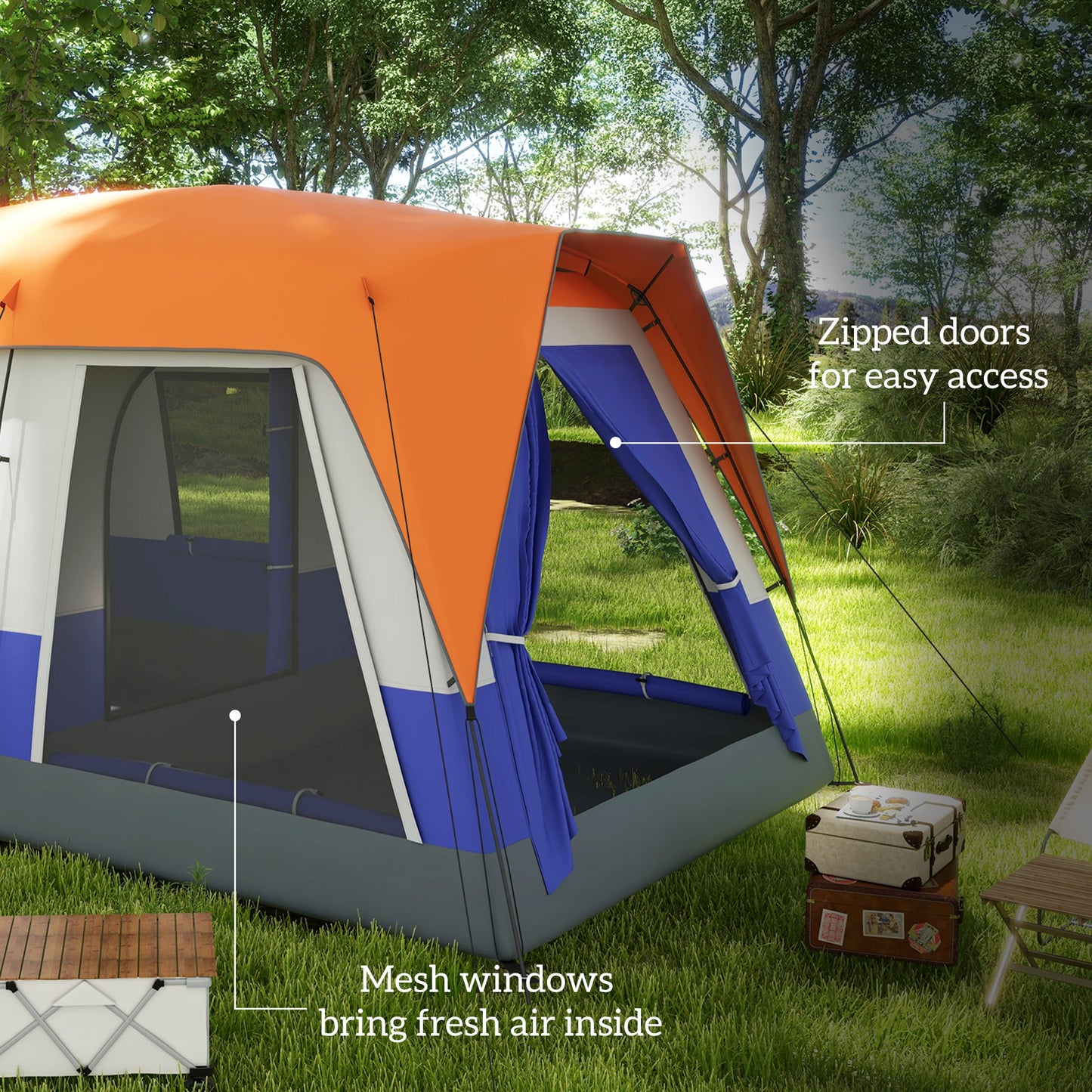 Six-Man Camping Tent, with Small Rainfly and Accessories