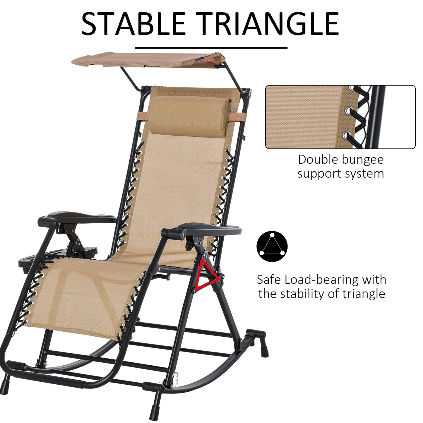 Garden Rocking Chair Folding Recliner Outdoor Adjustable Sun
