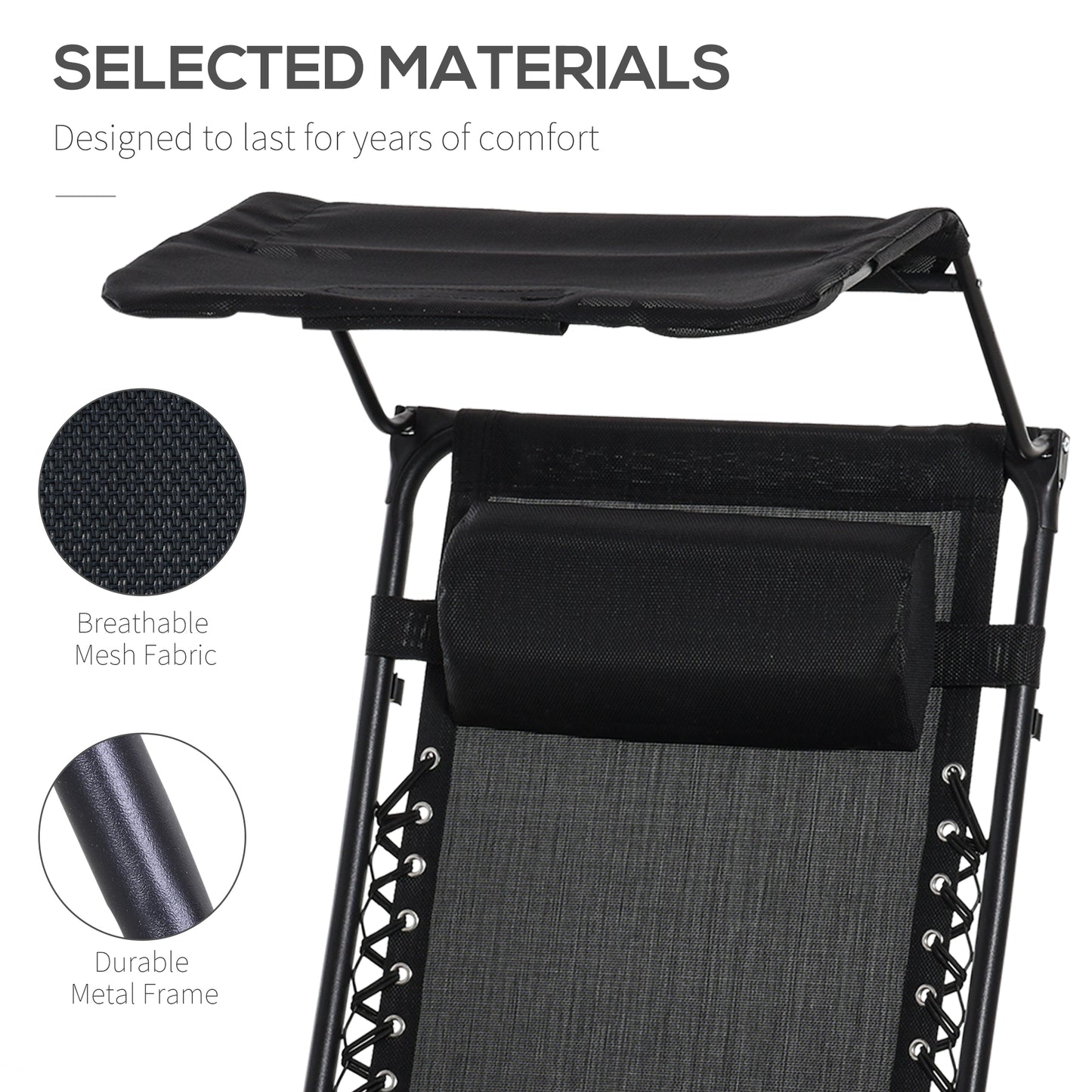 2 Piece Foldable Reclining Garden Chair with Headrest
