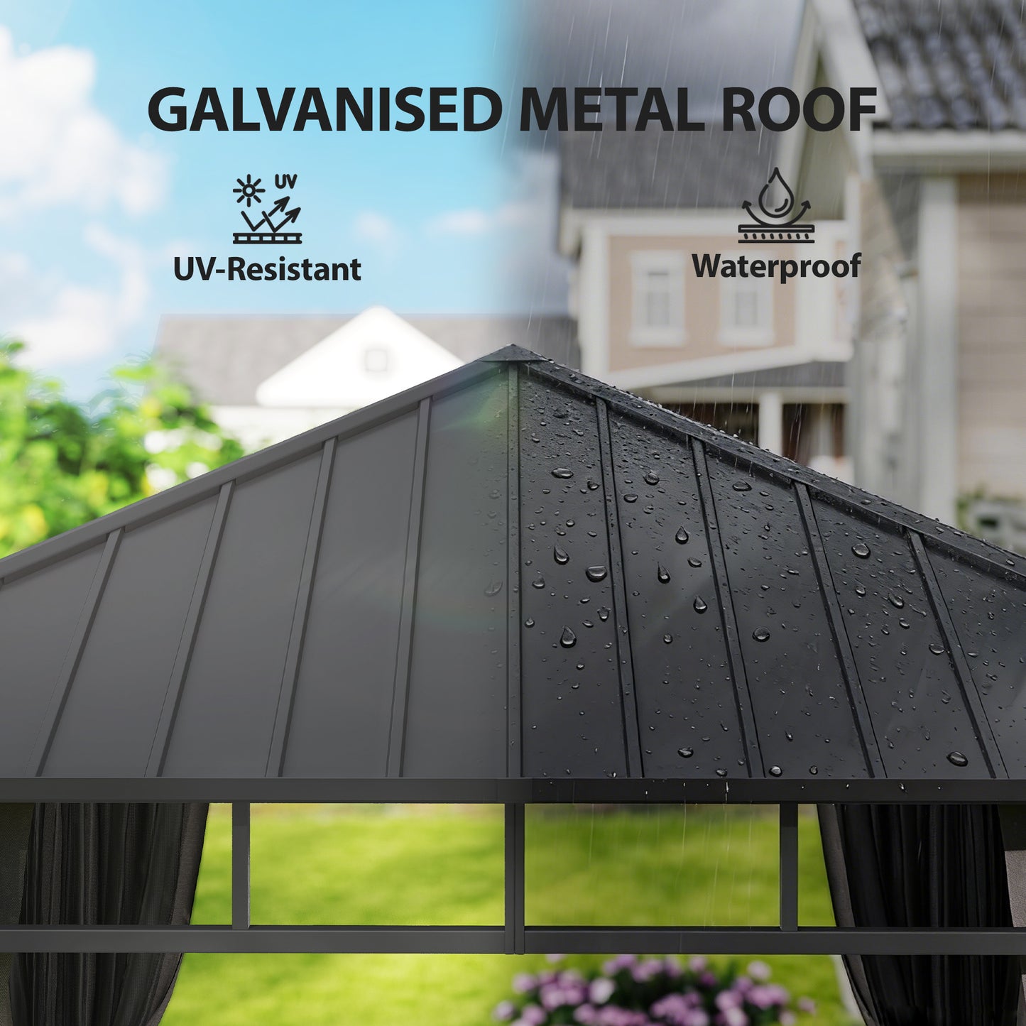 2.5 x 2.5 m Hardtop Gazebo with Galvanised Steel Roof