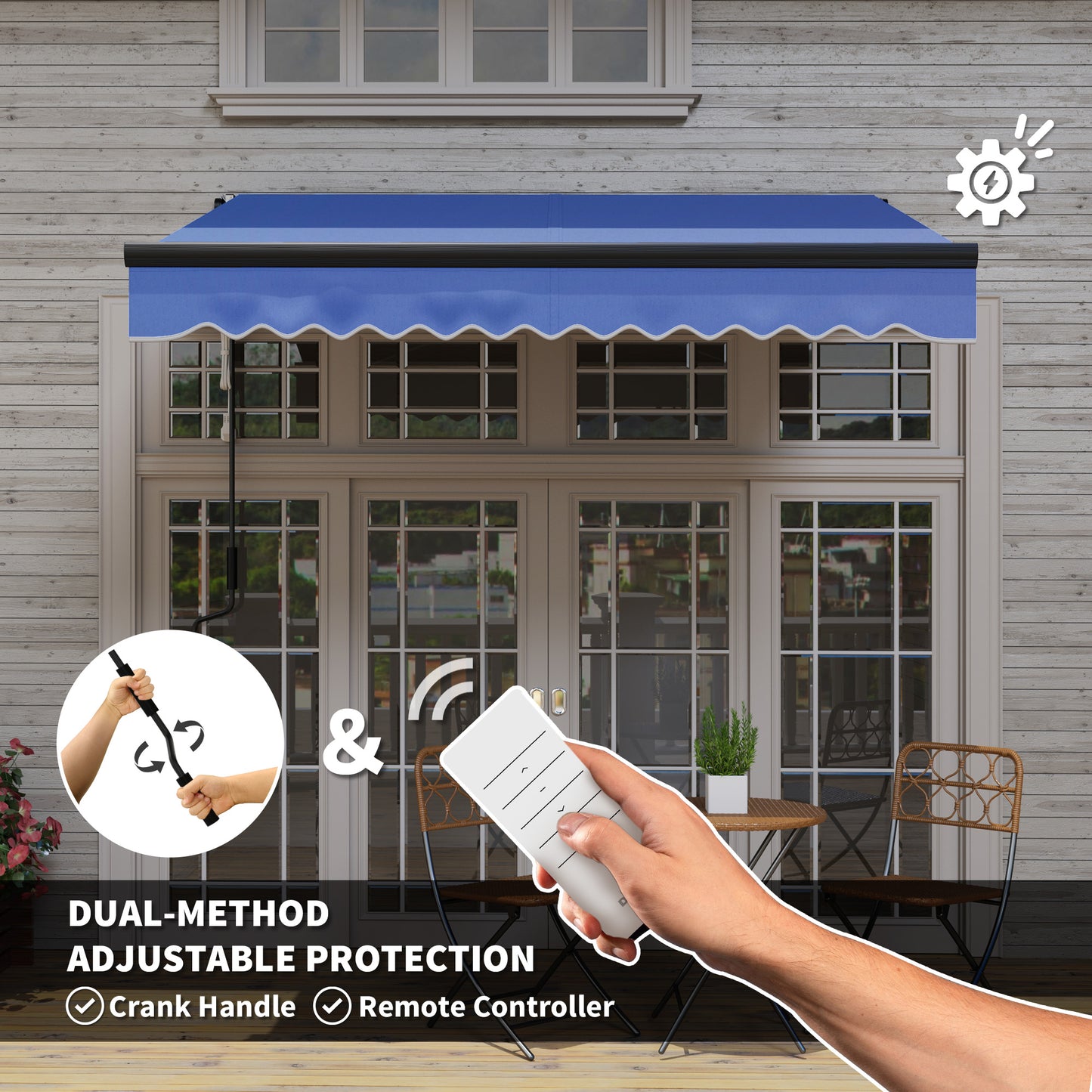 2.5 x 2m Electric Awning with LED Light and Remote Controller