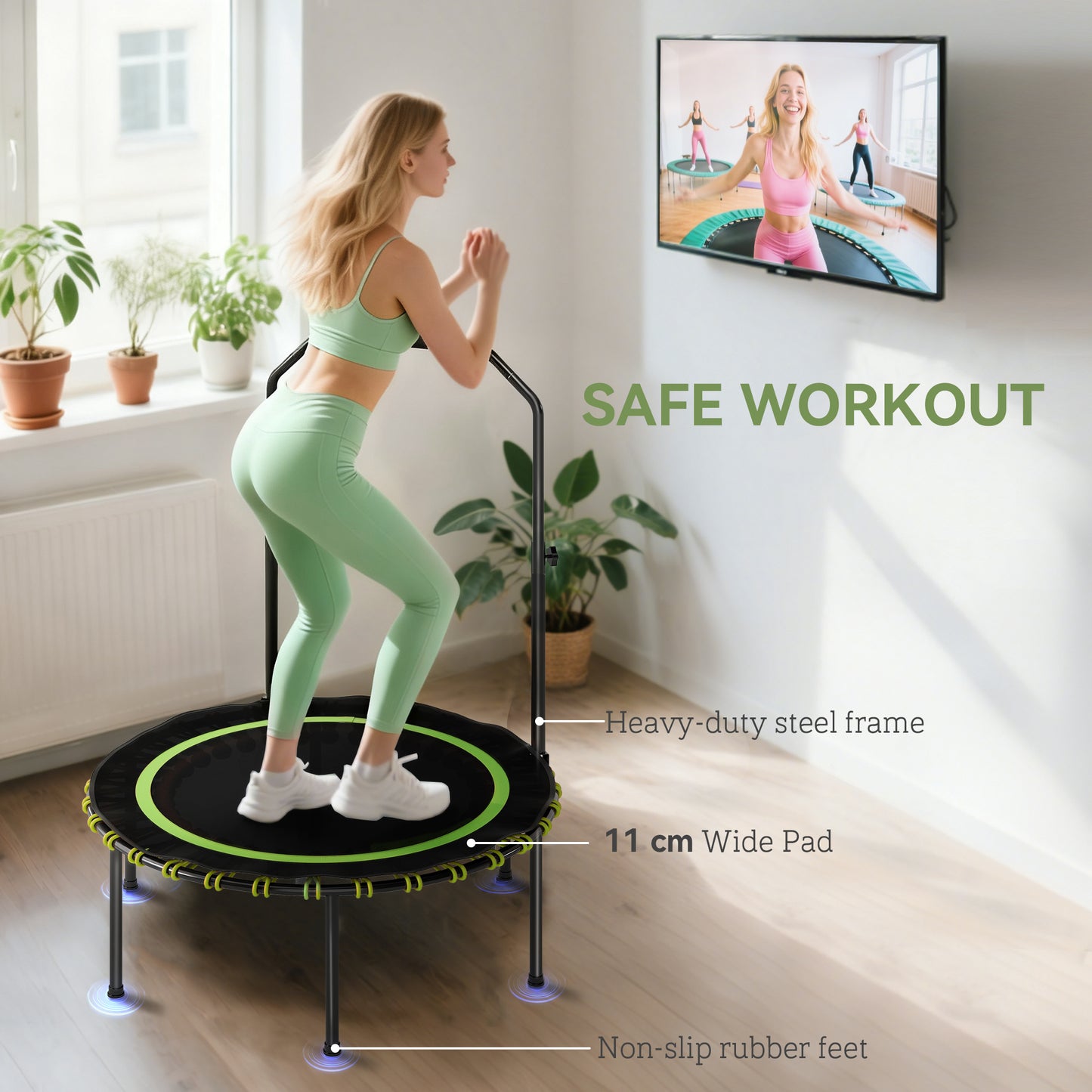 40" Foldable Fitness Trampoline Rebounder with Handle