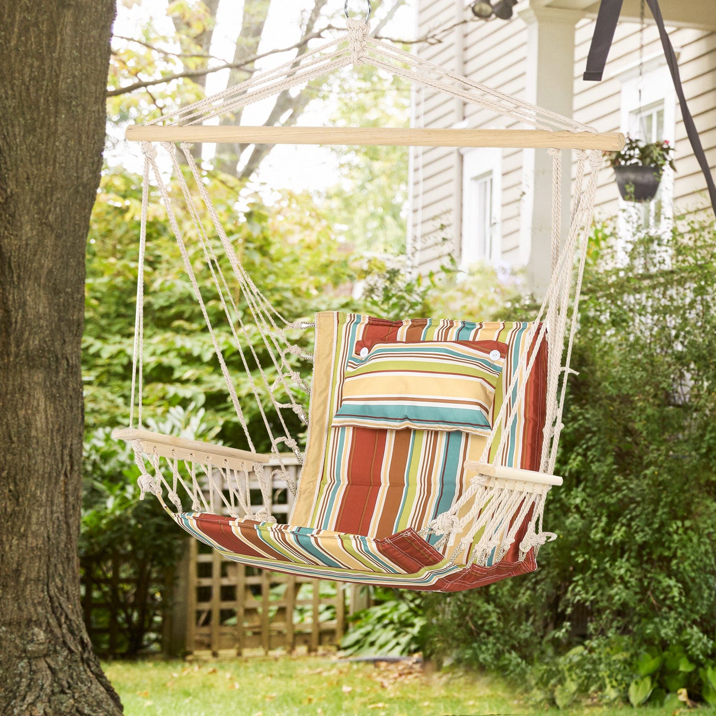 Hanging Hammock Chair Swing Chair Thick Rope Frame Safe Wide Seat