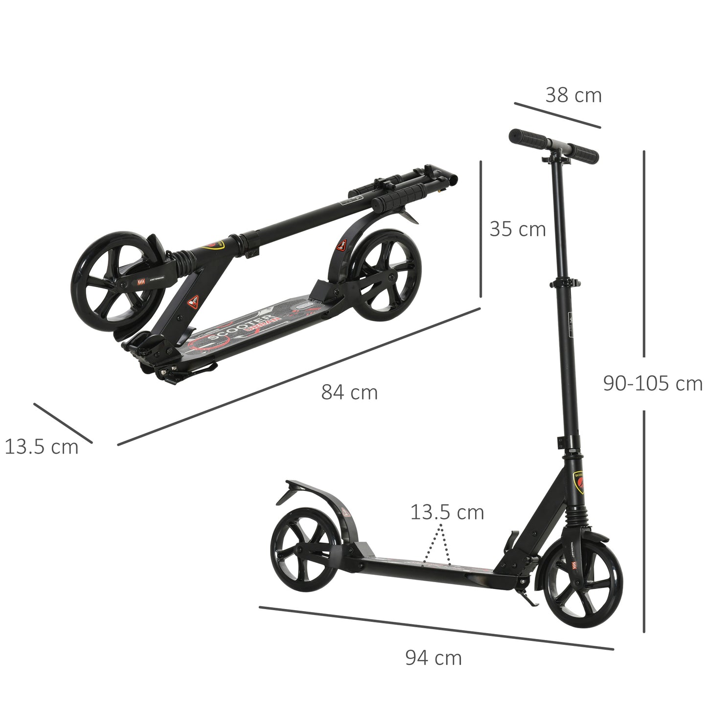 Folding Kick Scooter, Adjustable Ride On Scooter