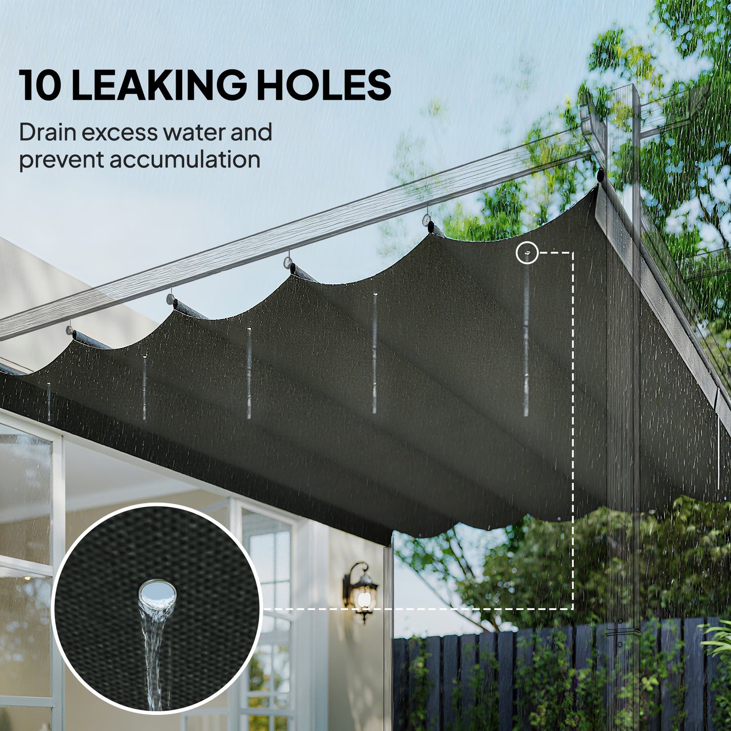 Retractable Pergola Cover, 2.55 x 2.5 m Replacement Canopy Fabric