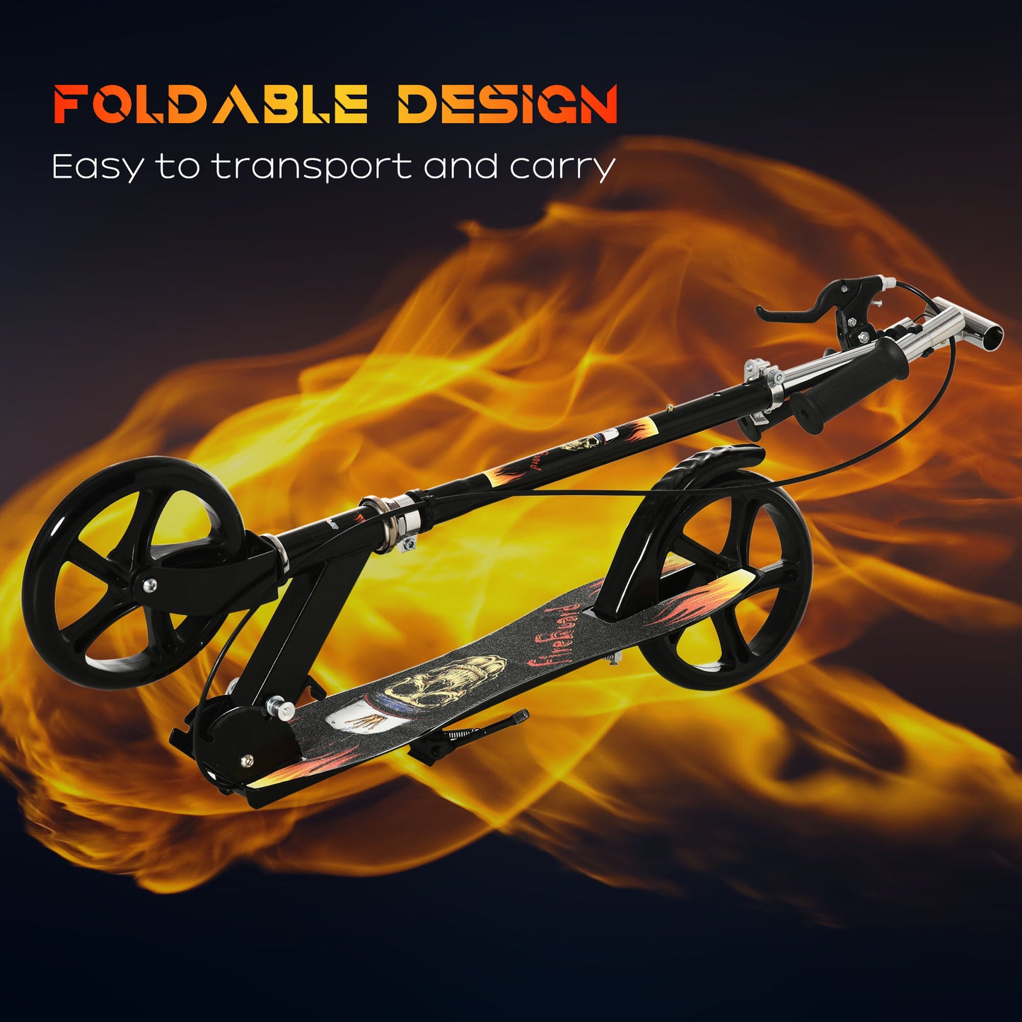 Kids Foldable Kick Scooter w/ Adjustable Height, Break, Big Wheels