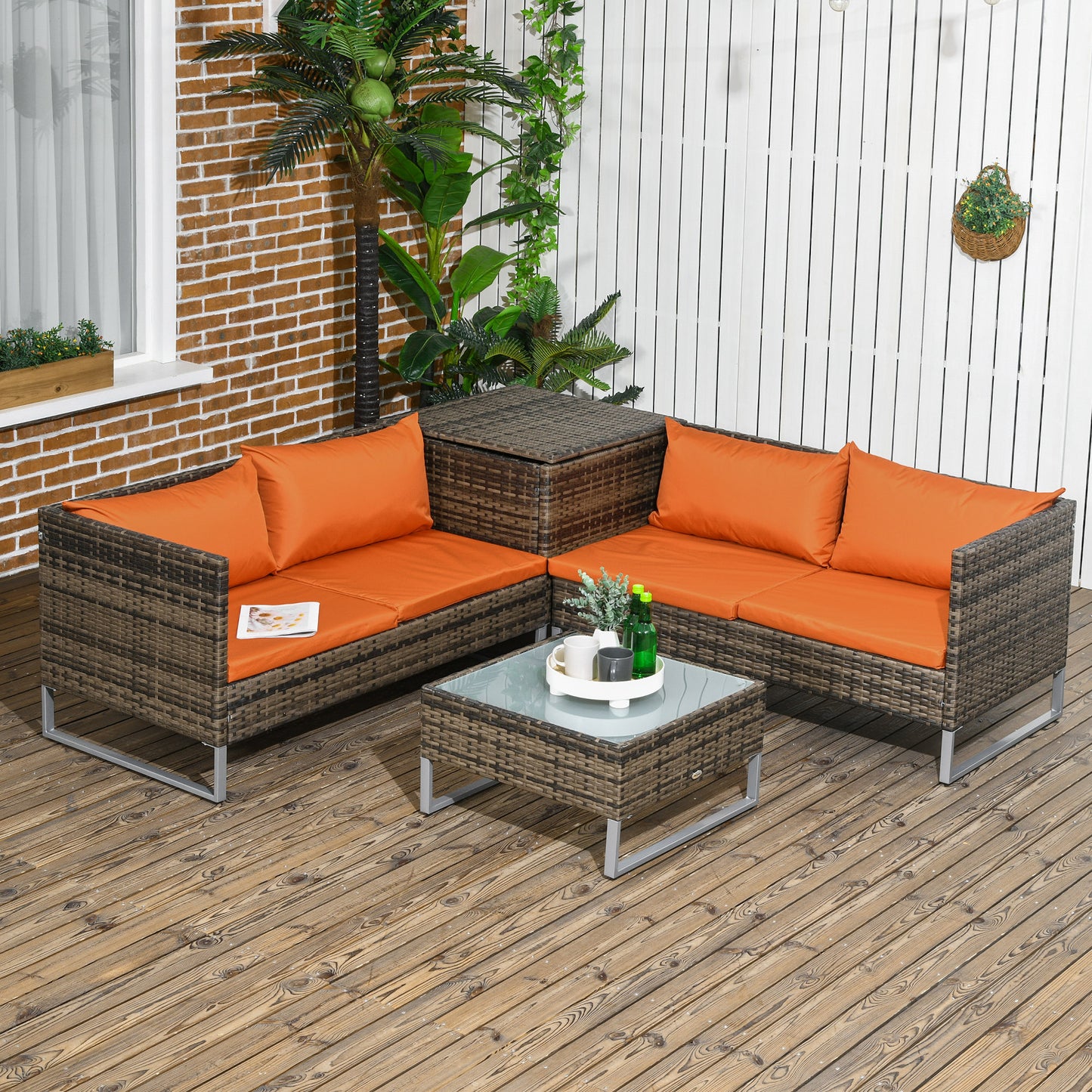 4 Piece Rattan Garden Furniture Set