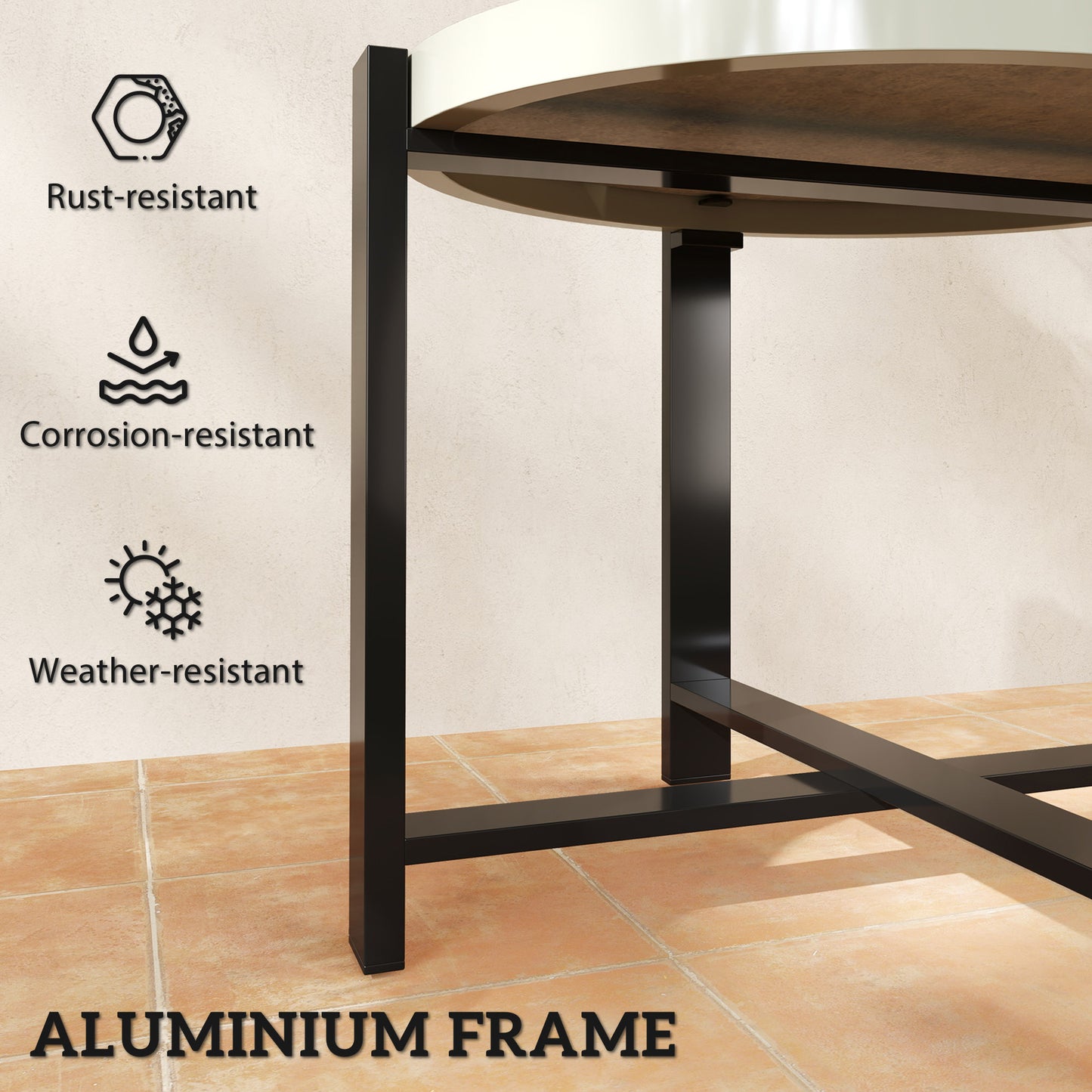 Round Small Garden Table, 60cm Outdoor Side Table
