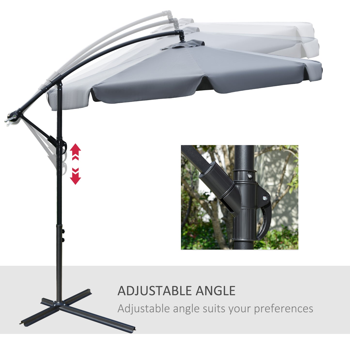 2.7m Garden Banana Parasol Cantilever Umbrella with Crank Handle