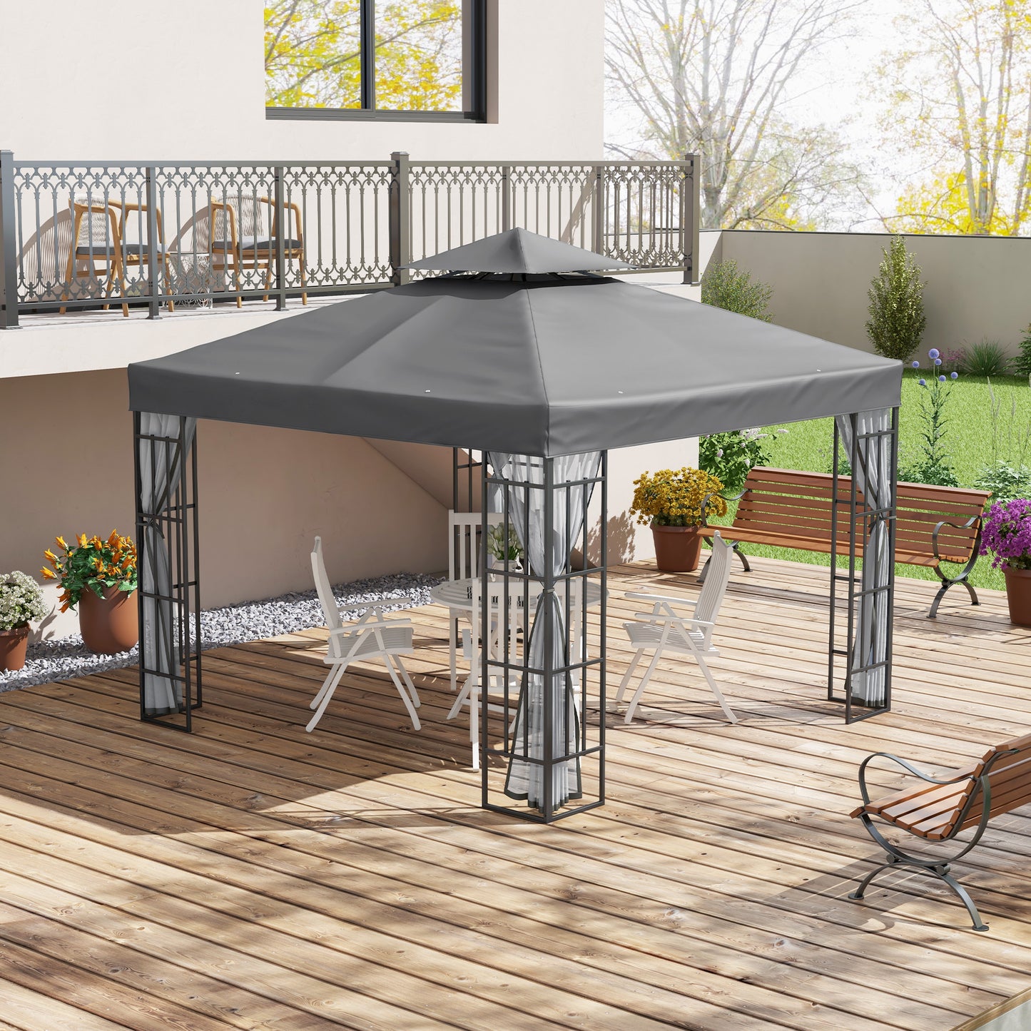 3 x 3(m) Patio Gazebo Canopy Garden Pavilion Tent Shelter