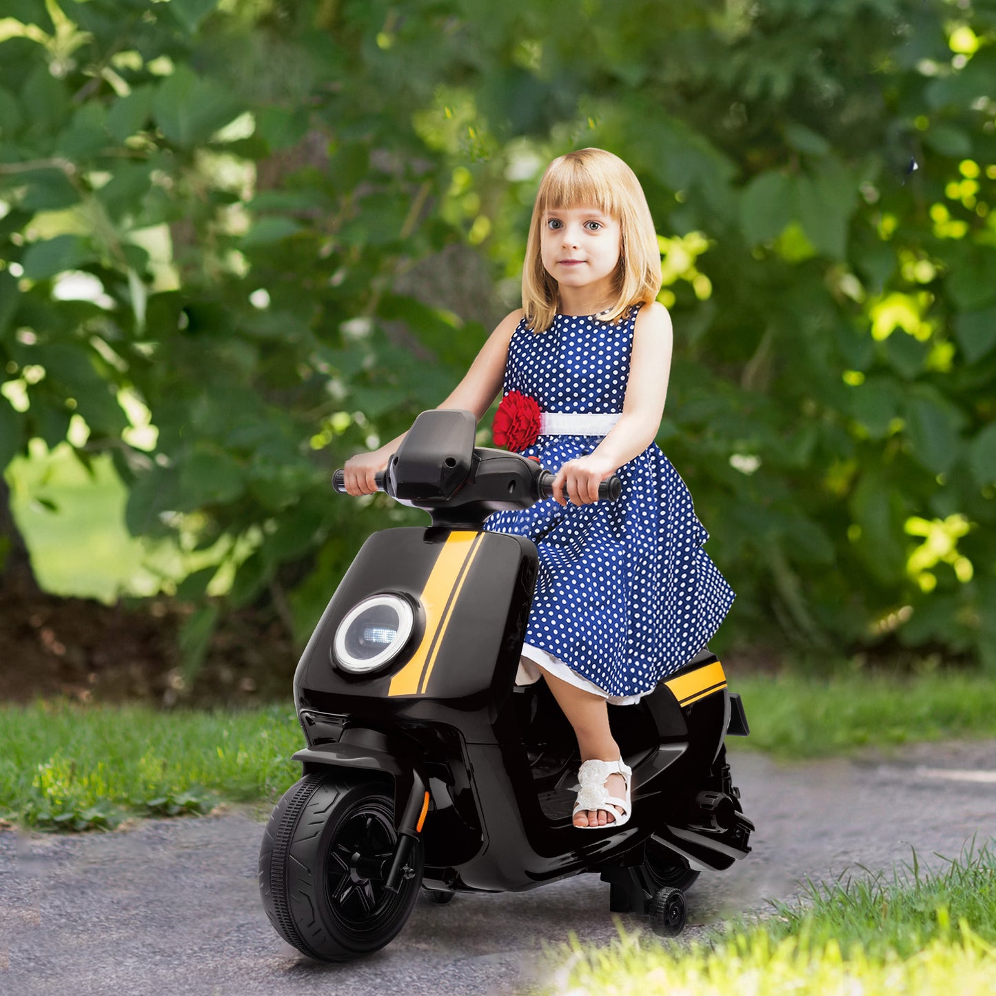 6V Ride on Motorbike, Kids Electric Motorbike w/ Headlights, Music