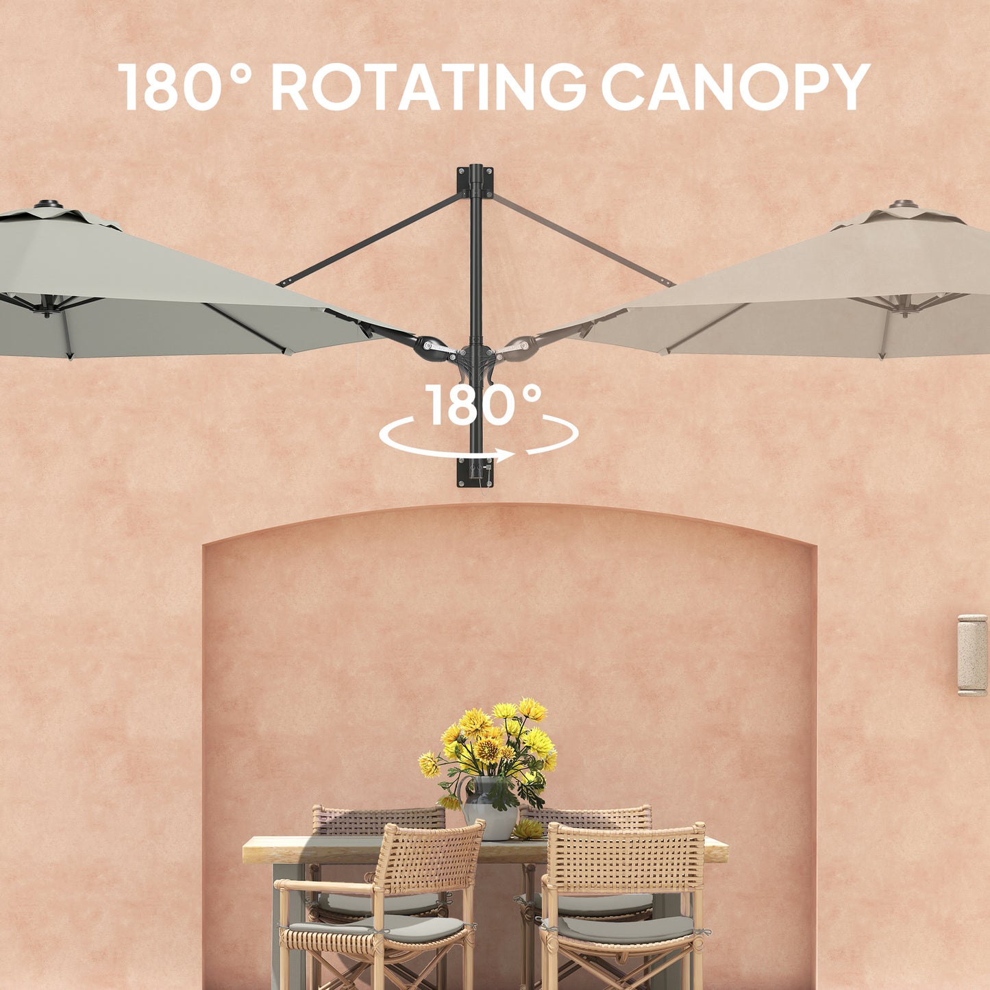3(m) Wall-Mounted Parasol Shade, with Handle