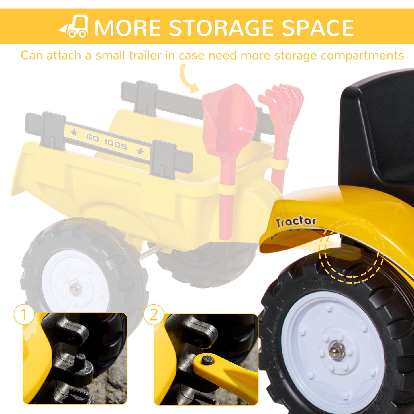 Kids Ride on Tractor No Power Pedal Go Kart