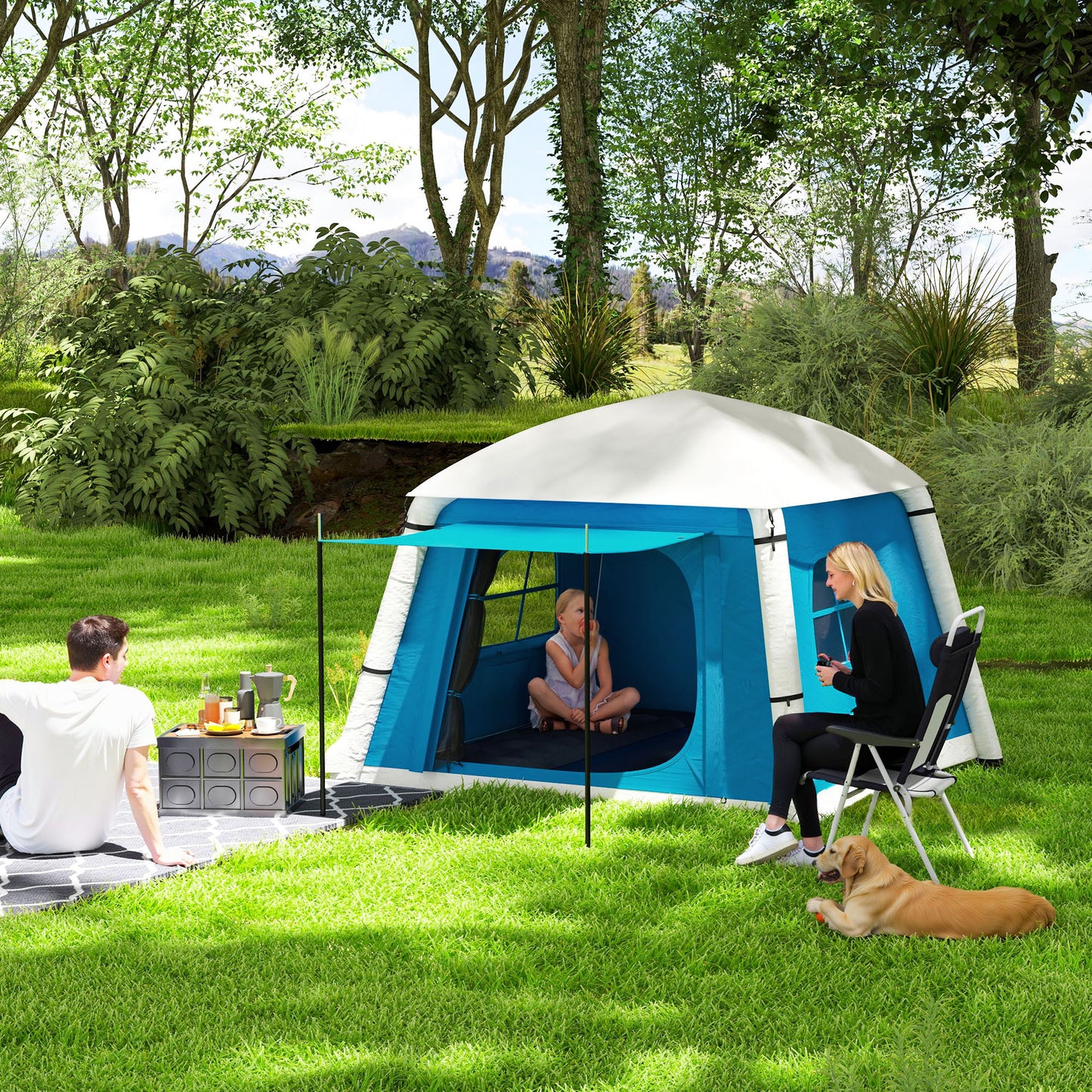 Inflatable Camping Tent w/ Hand Pump