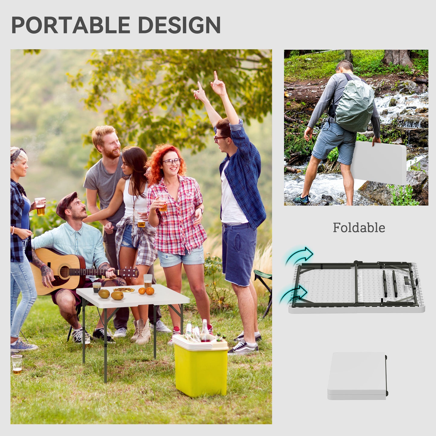 34/74cm Folding Camping Table, with Handle