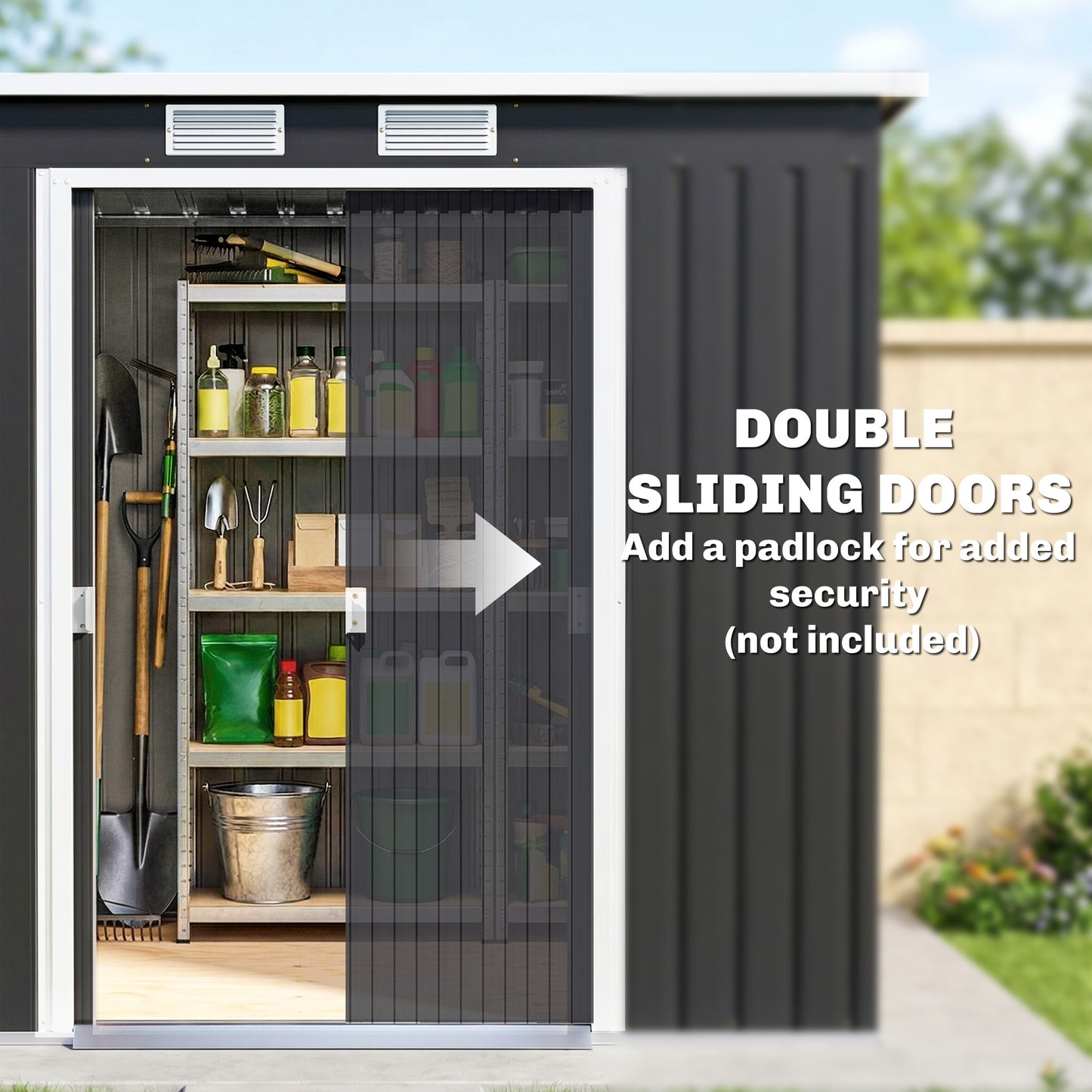 7 x 4ft Galvanised Steel Garden Shed, with Foundation Kit