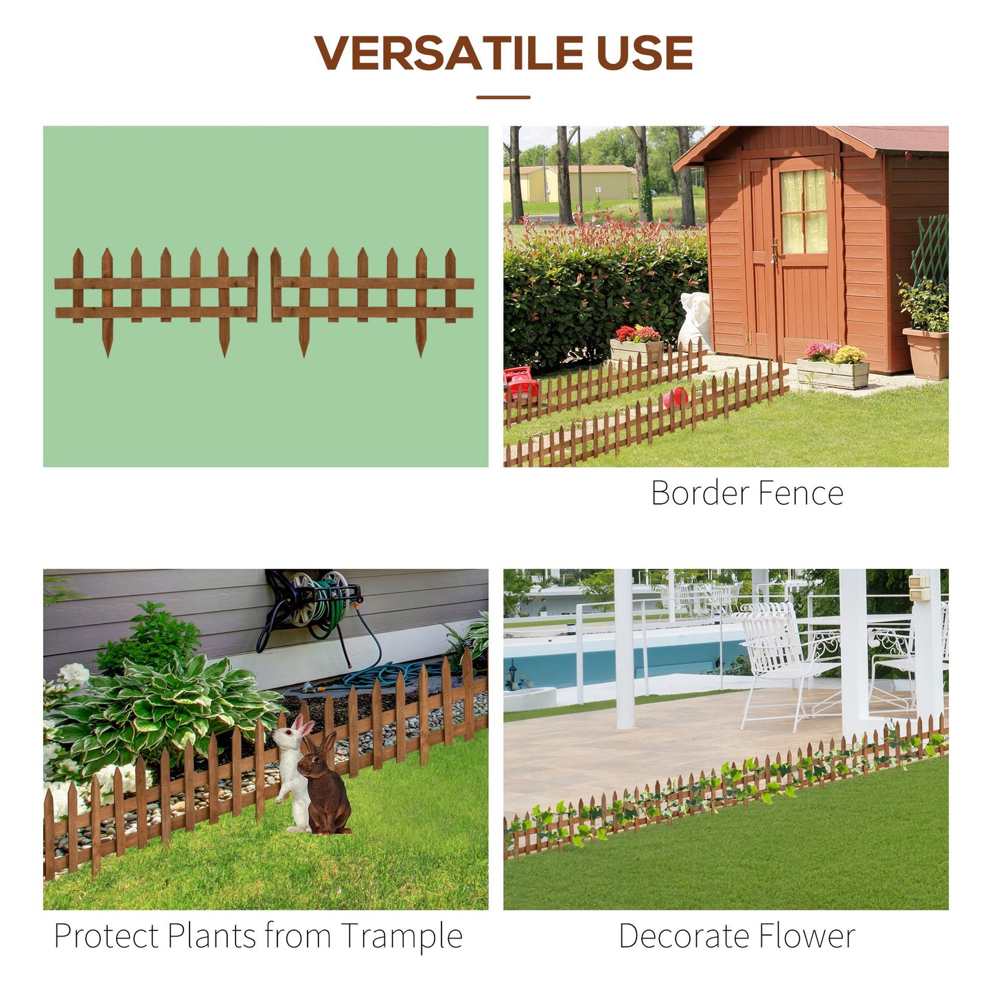 Pack of 24 Wooden Border Fences