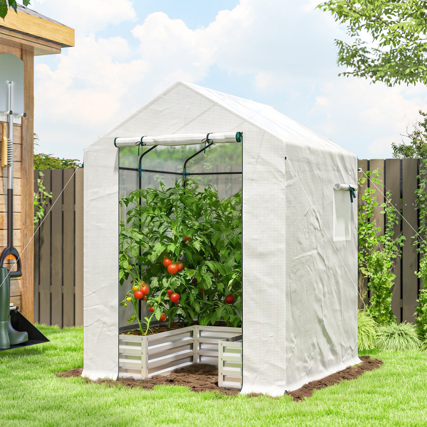 Small Greenhouse with Raised Garden Bed