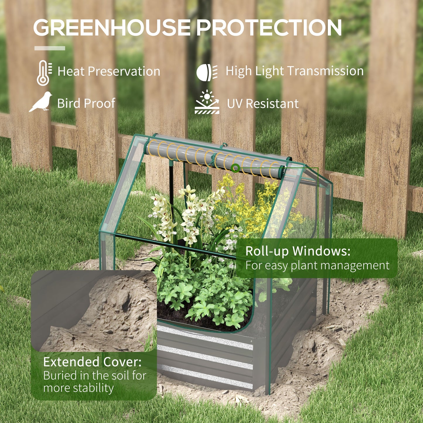61 x 61cm Garden Planter Bed, with Cover
