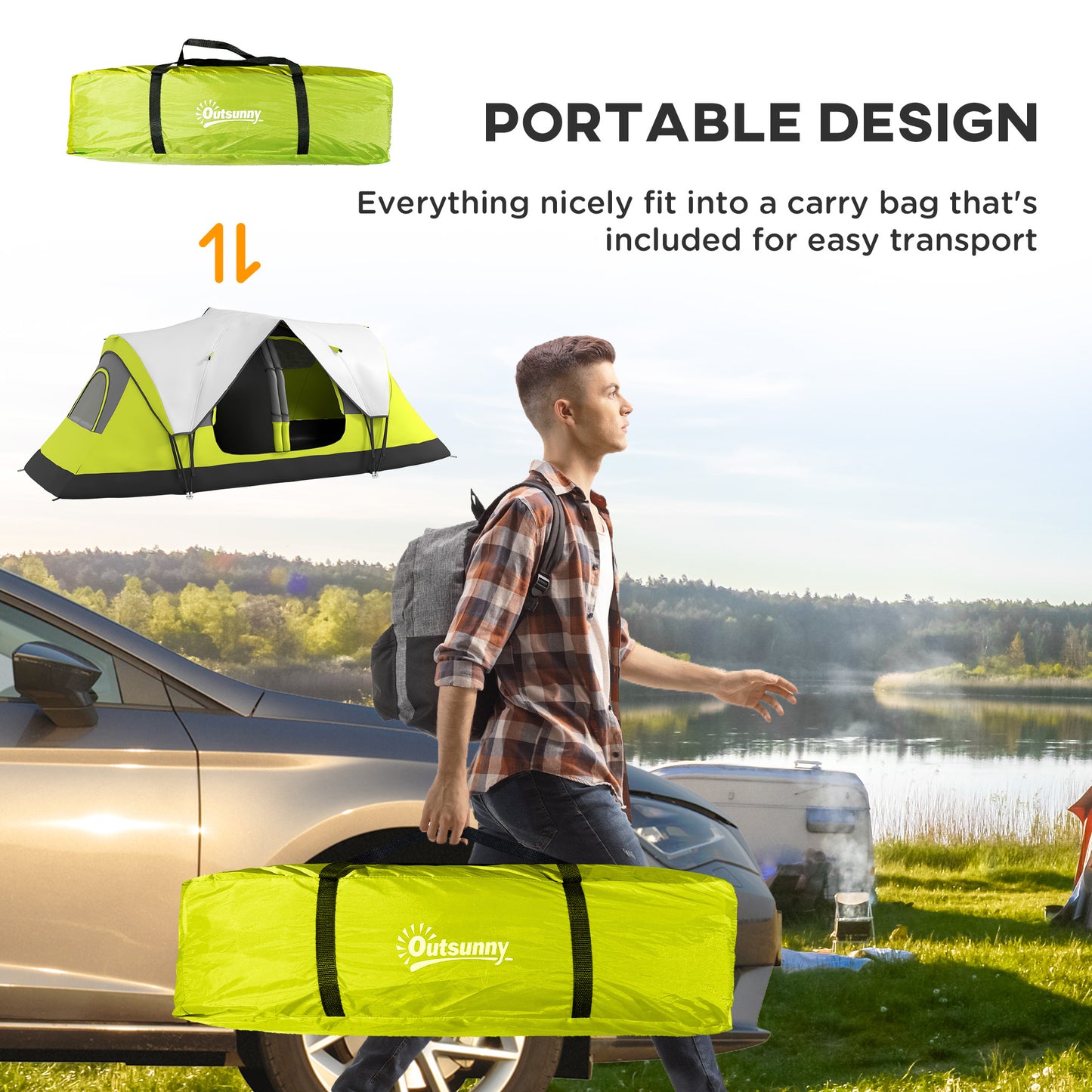 Camping Tent for 6-8 Man with 2000mm Waterproof Rainfly