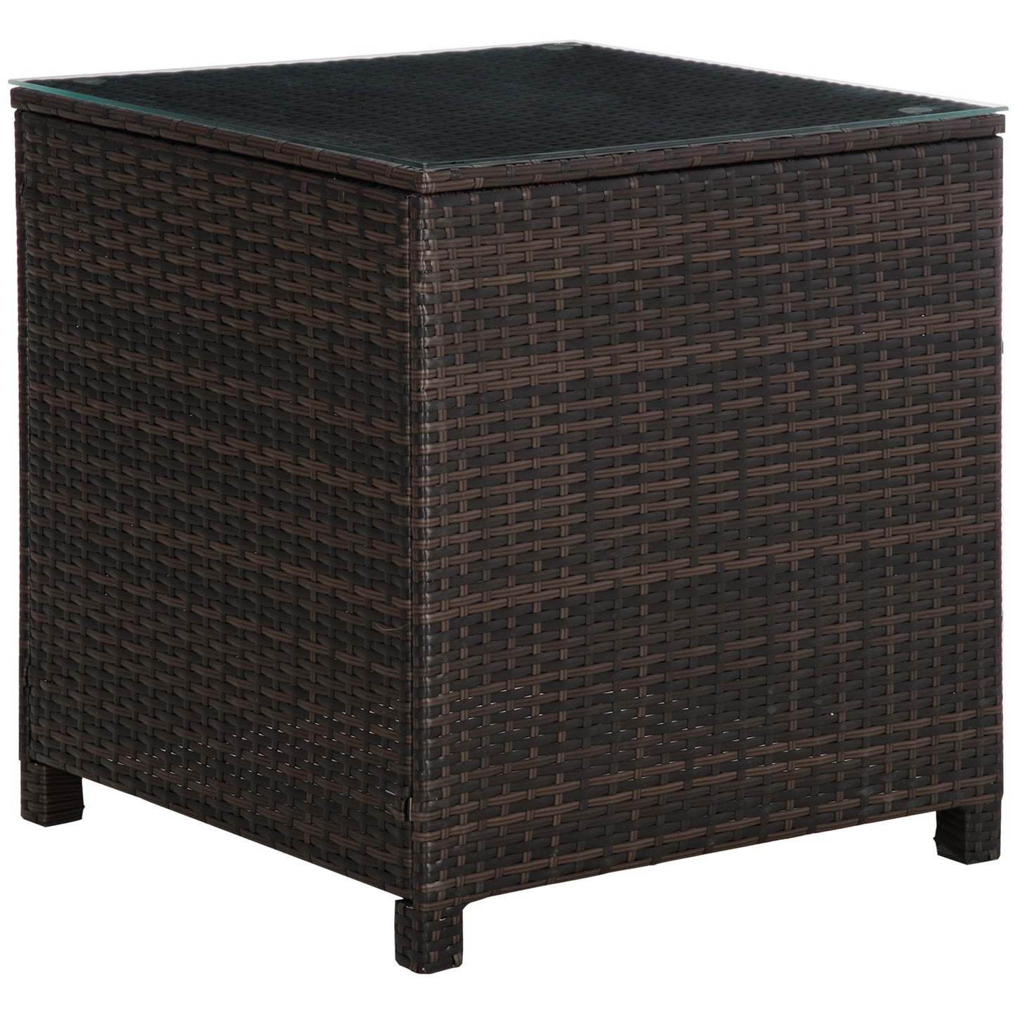 Rattan Garden Furniture Side Table Patio Frame Tempered Glass New