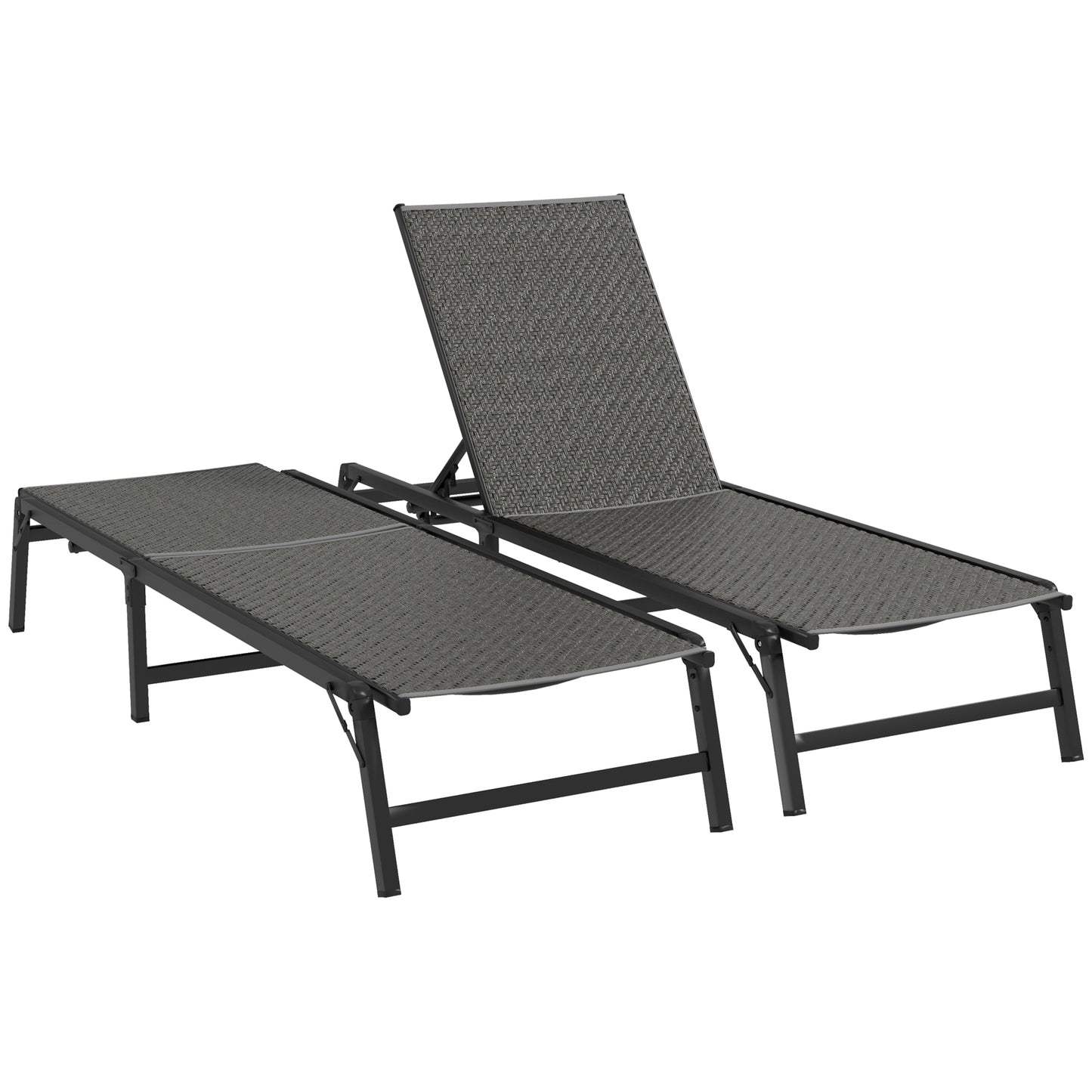 Foldable Outdoor PE Rattan Sun Lounger Set of 2