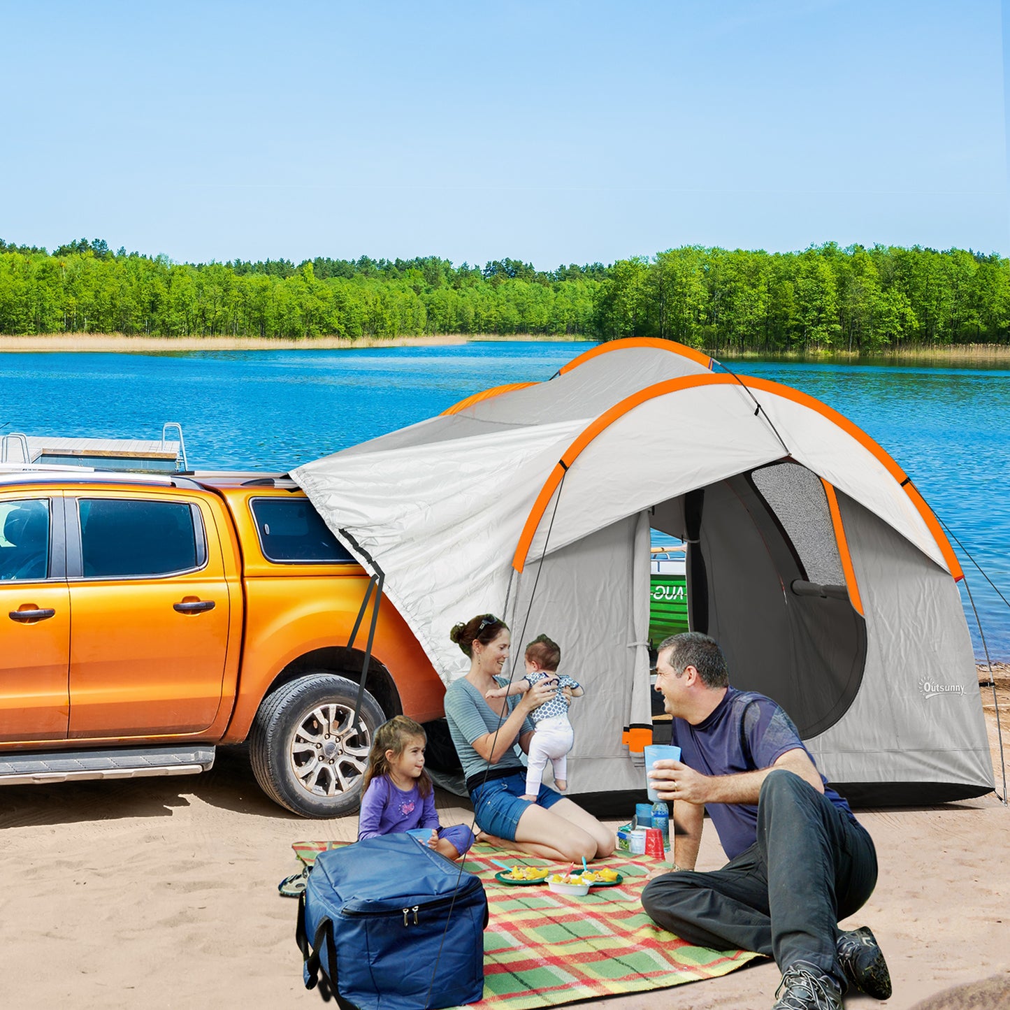 SUV Car Tent for Camping, Waterproof PU2000mm, 5 Man Tailgate Tent